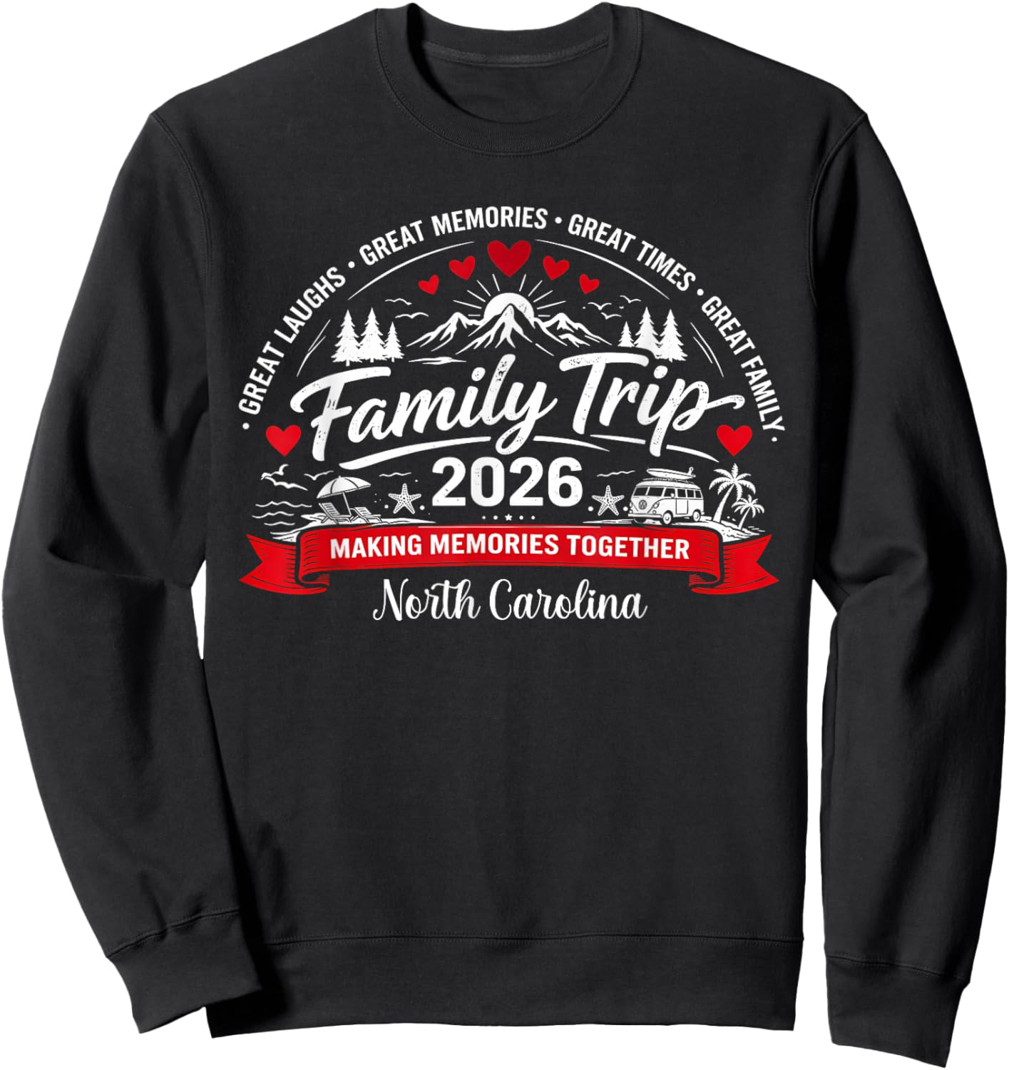 Family Trip 2026 North Carolina Vacation Matching Family Sweatshirt - Sweatshirt | Black