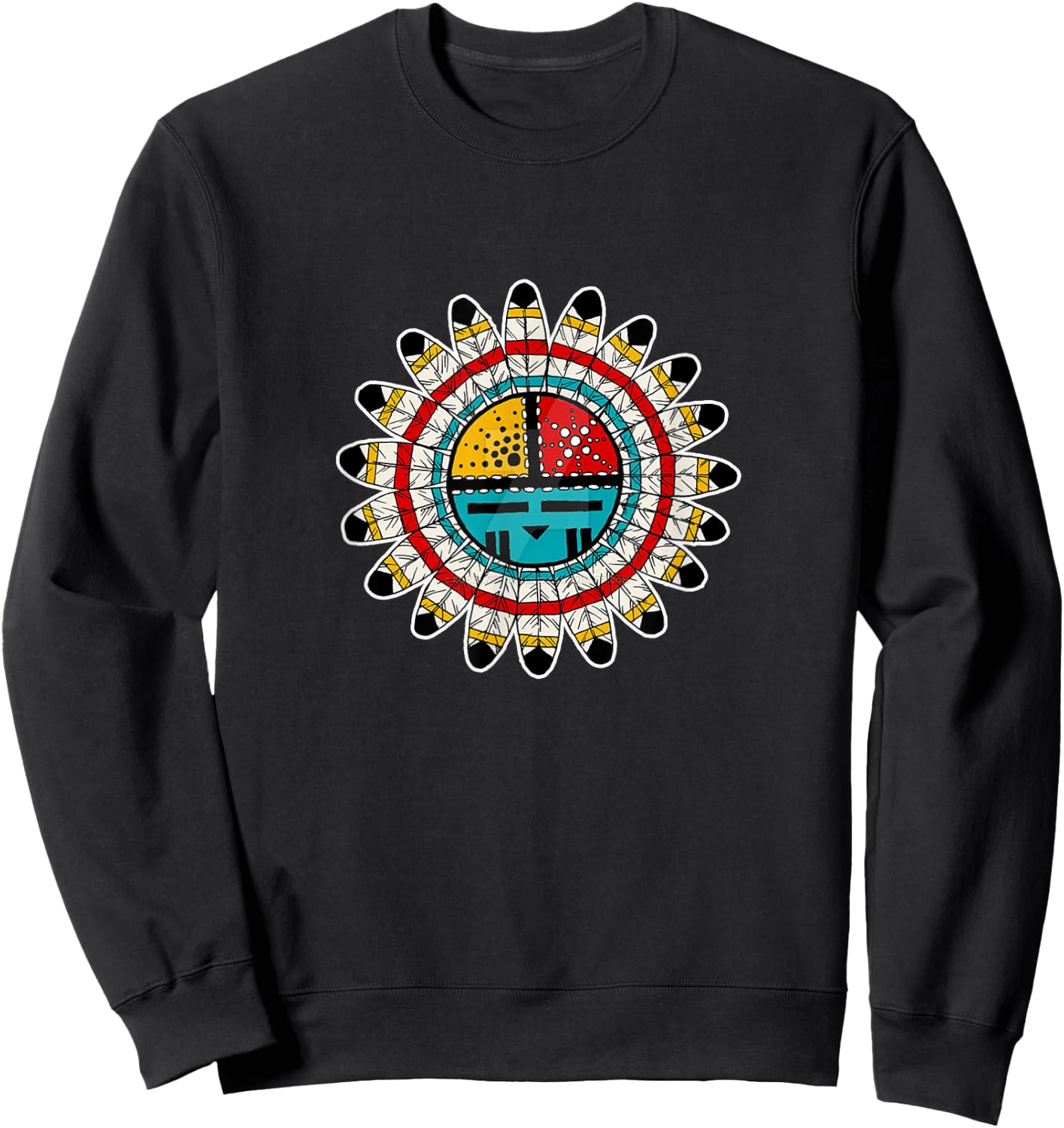 Hopi Kachina Native American , -Adults, Black, Small, Short Sleeve, Modern Graphic Sweatshirt - Sweatshirt | Black