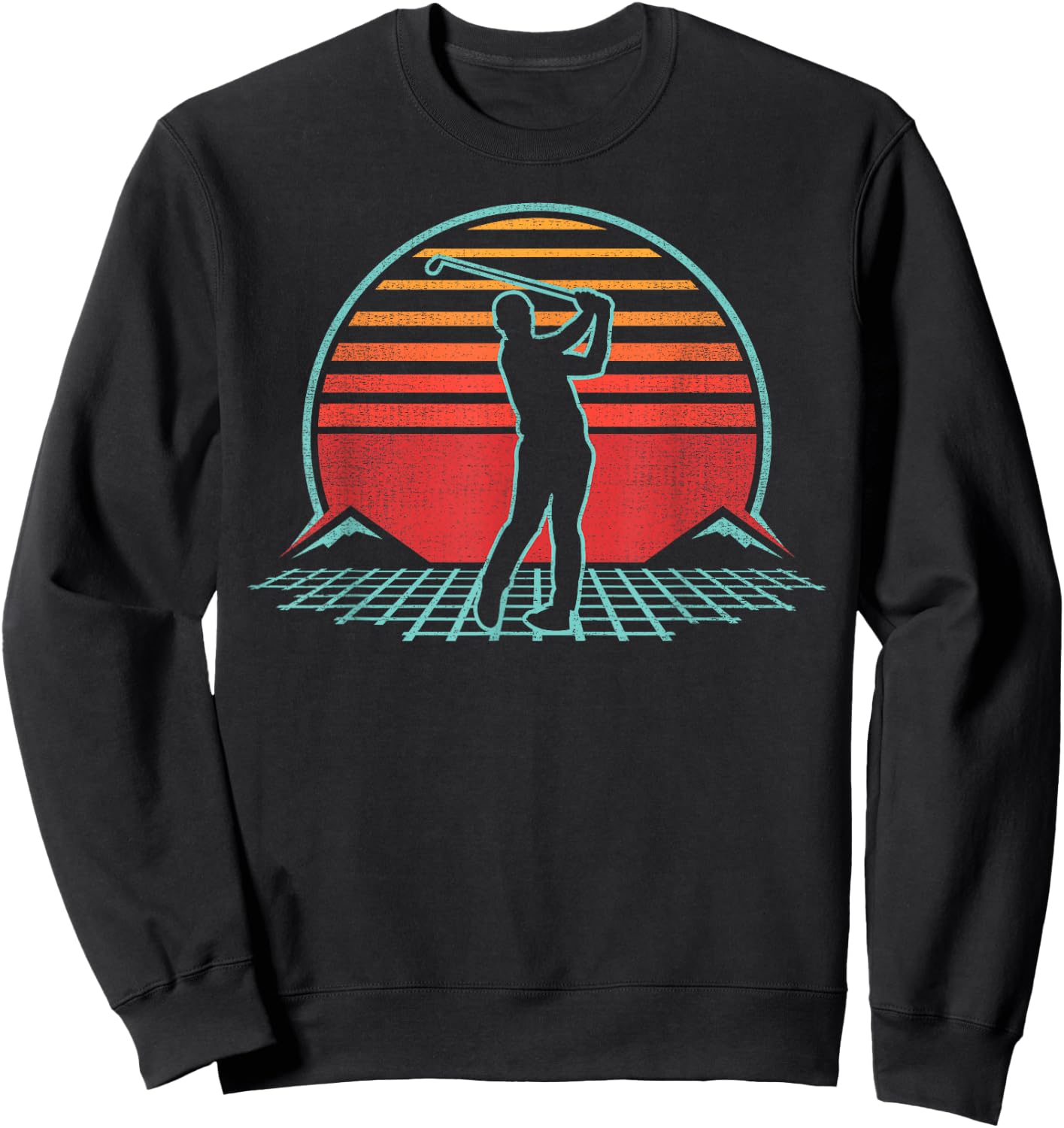 Golf Retro Vintage 70s 80s Style Golfer Player Gift Sweatshirt - Sweatshirt | Black