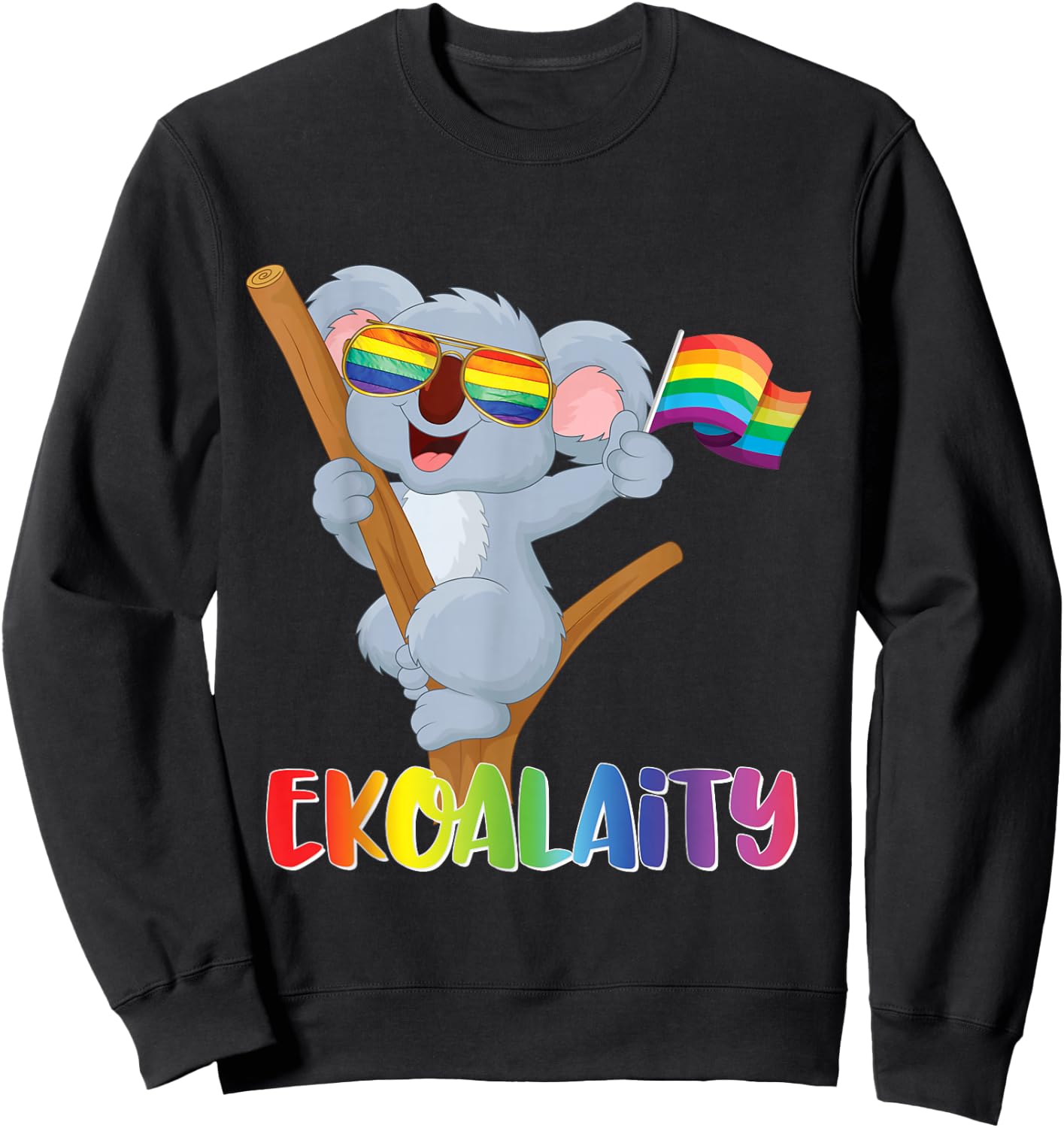 KOALA Gay Pride Shirt Men Women Kids LGBT Rainbow Flag Gift Sweatshirt - Sweatshirt | Black