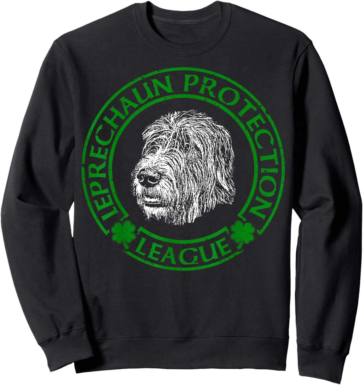 Leprechaun Protection League Irish Wolfhound Sweatshirt - Sweatshirt | Black