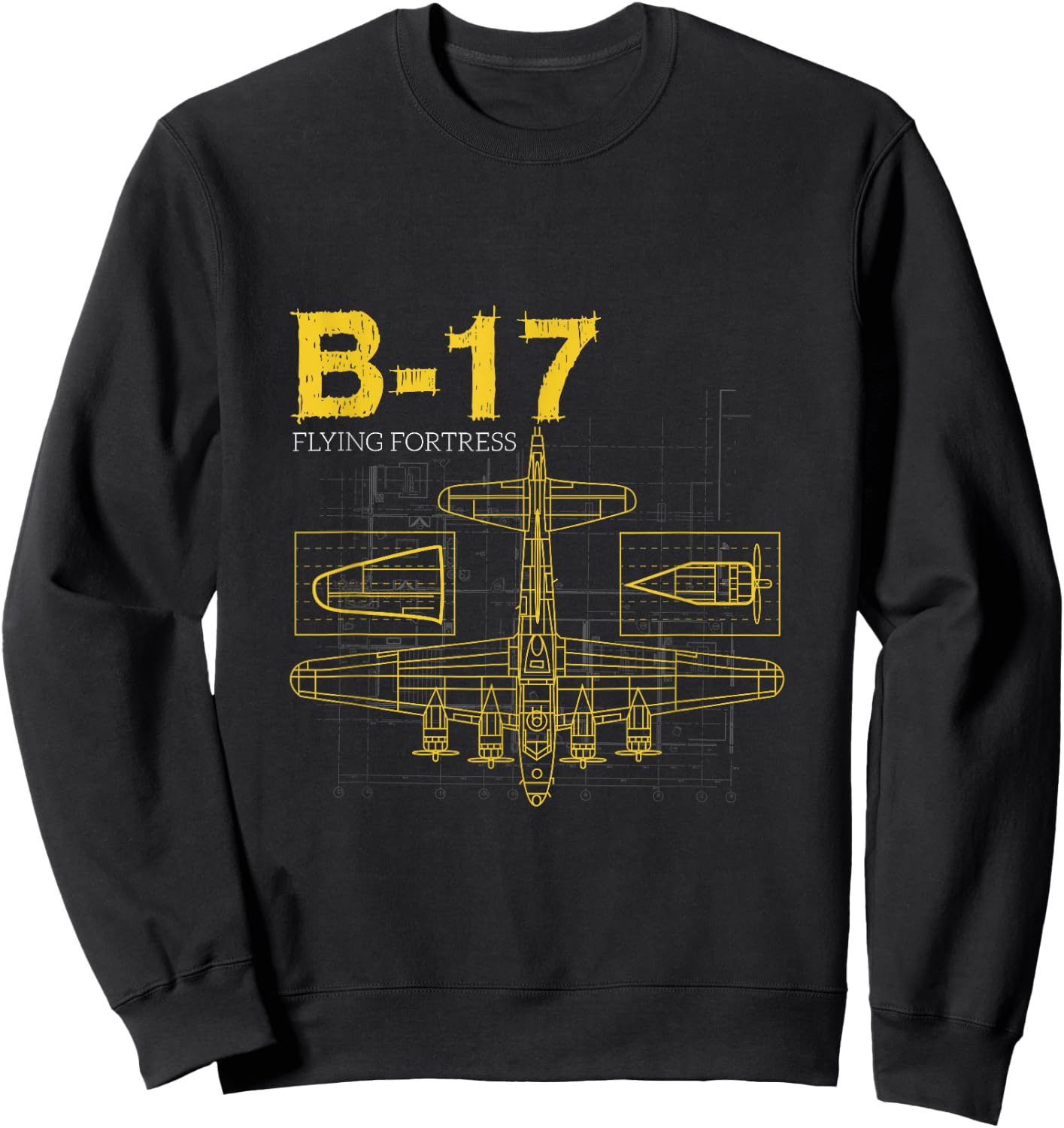 B-17 Flying Fortress Bomber , Air Force, Aviation Shirt Sweatshirt - Sweatshirt | Black