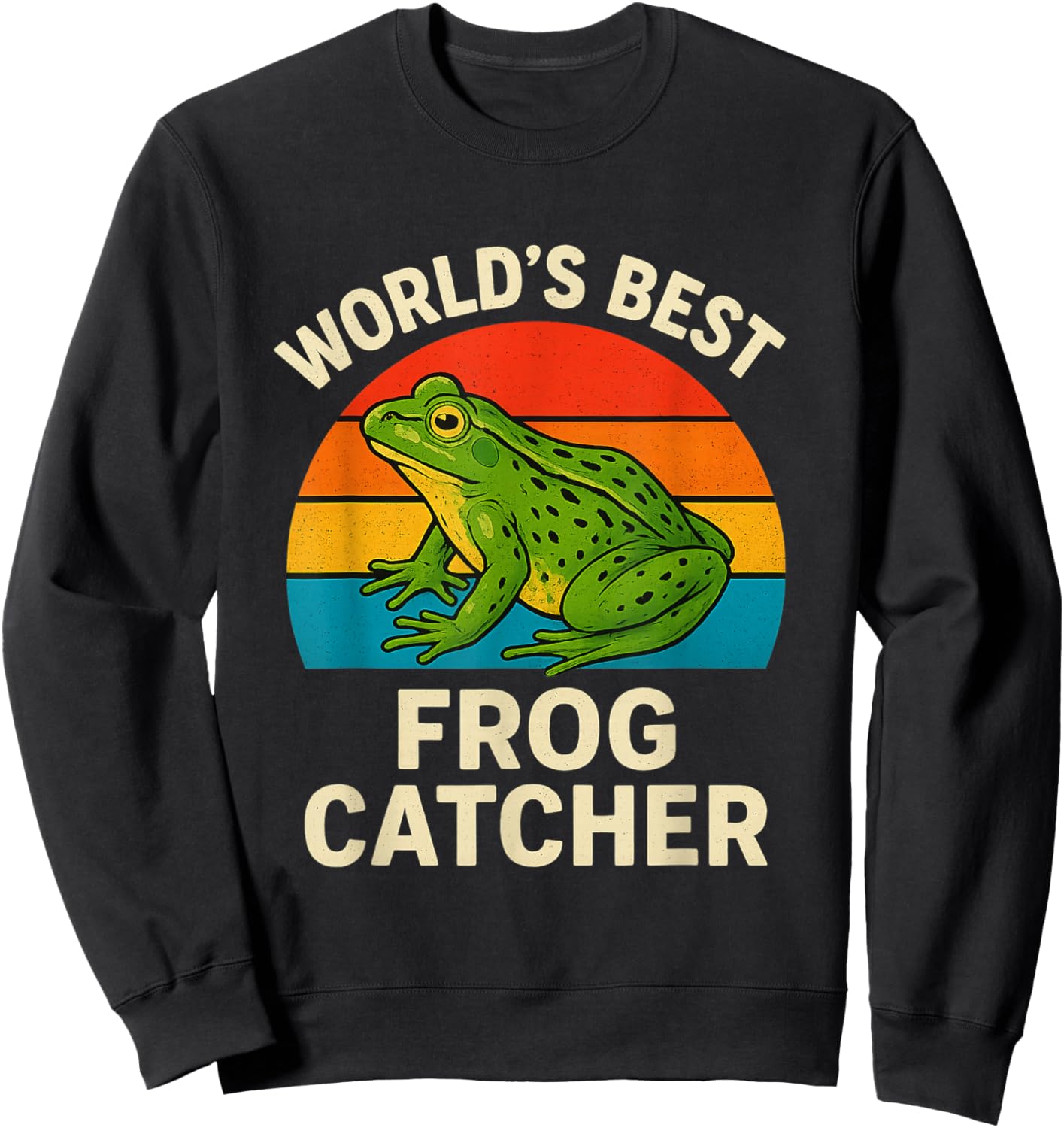 Funny World Best Frog Catcher Kids Boy Toddler Graphic Sweatshirt - Sweatshirt | Black