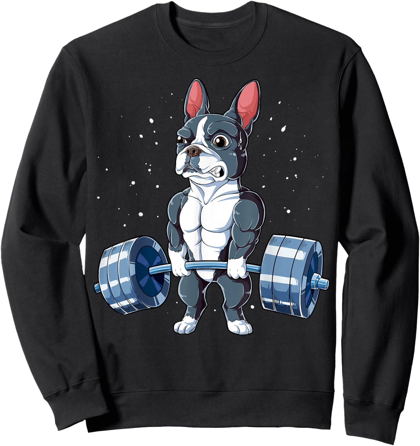 Boston Terrier Weightlifting Funny Deadlift Men Fitness Gym Sweatshirt - Sweatshirt | Black