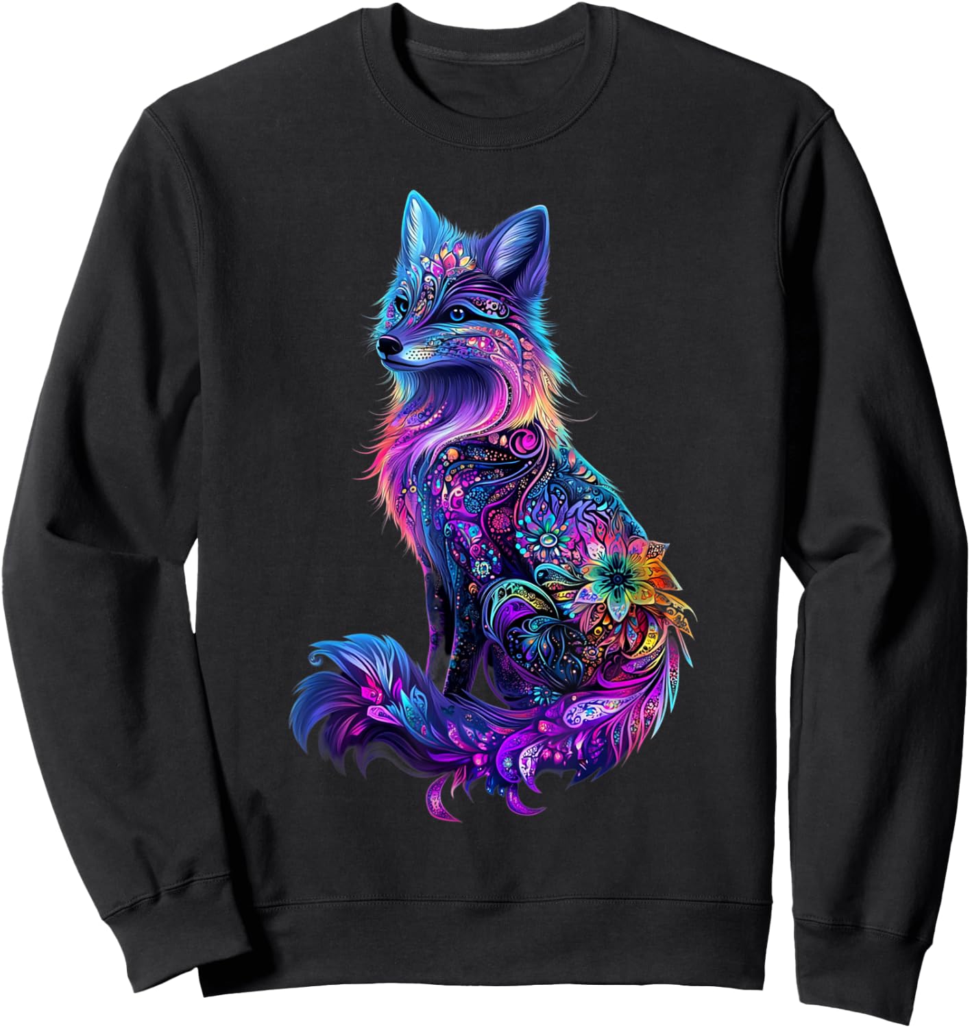 Aesthetic Arctic Fox Graphic Cute Fox Women Girls Sweatshirt - Sweatshirt | Black