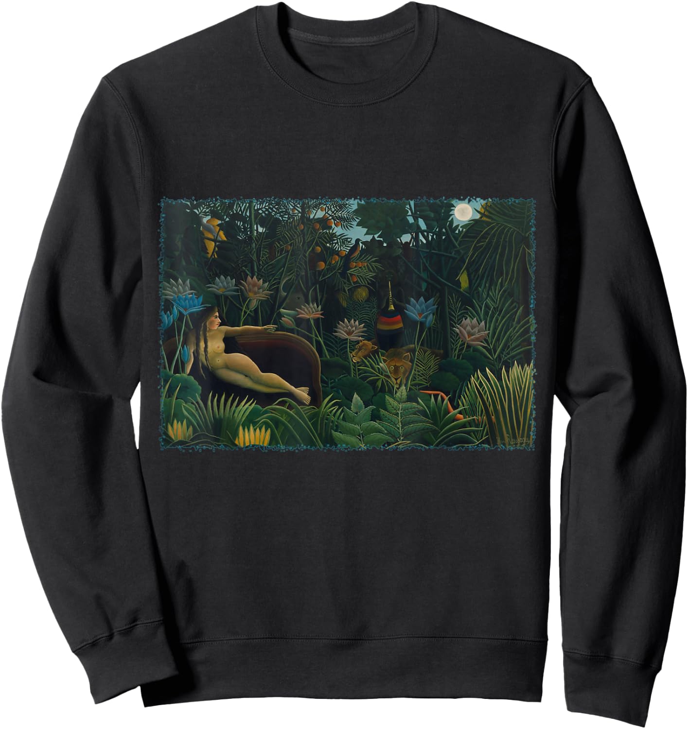 The Dream by Henri Rousseau, Vintage Jungle Art Sweatshirt - Sweatshirt | Black