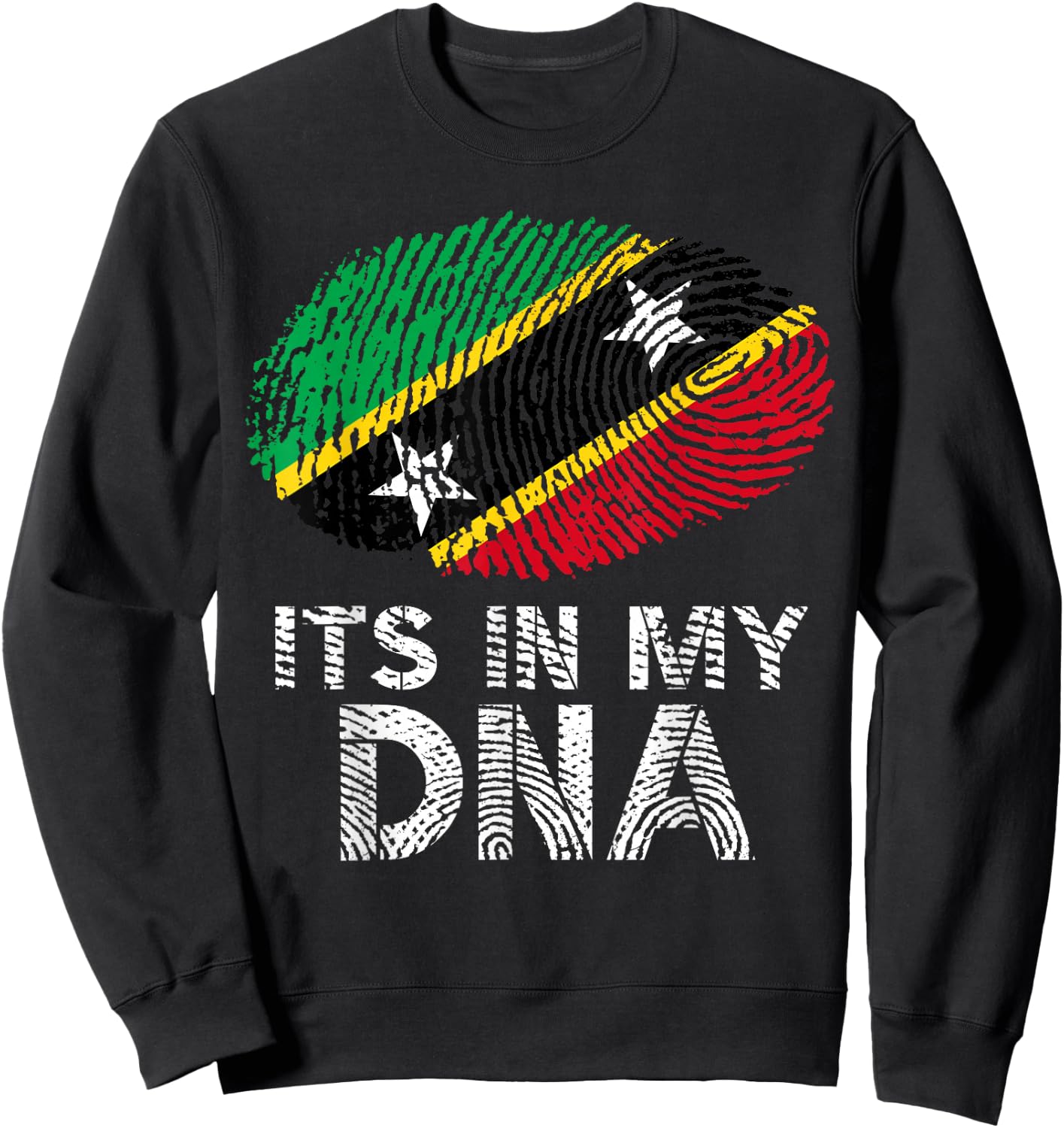 Saint Kitts and Nevis Fingerprint Flag Proud Heritage Sweatshirt - Sweatshirt | Black