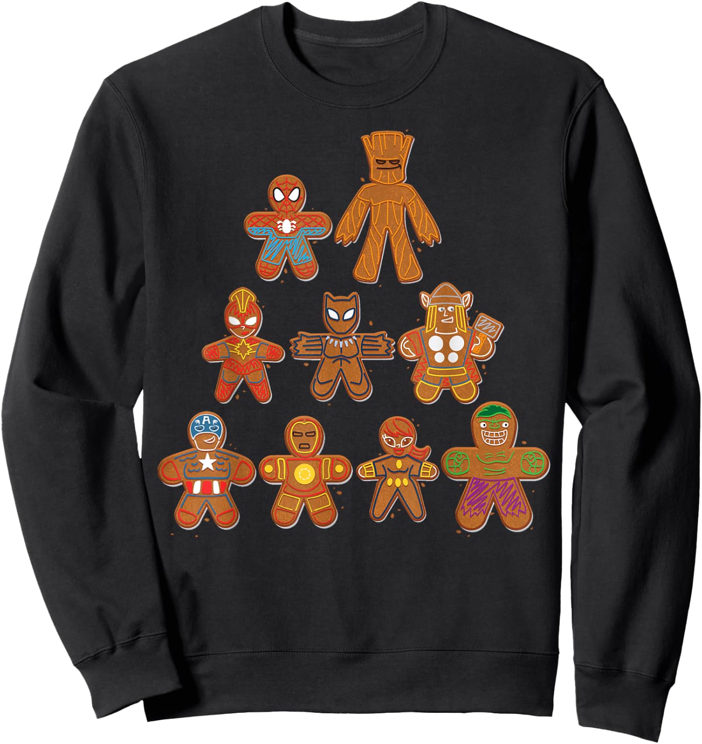Marvel Avengers Gingerbread Cookie Tree Sweatshirt - Sweatshirt | Black