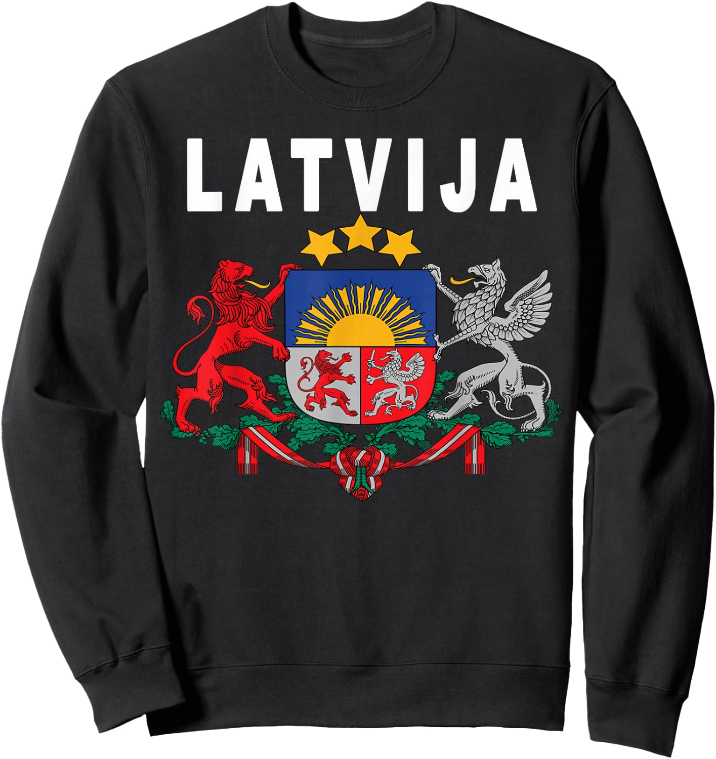 Latvian Language Letvija Emblem Sweatshirt - Sweatshirt | Black