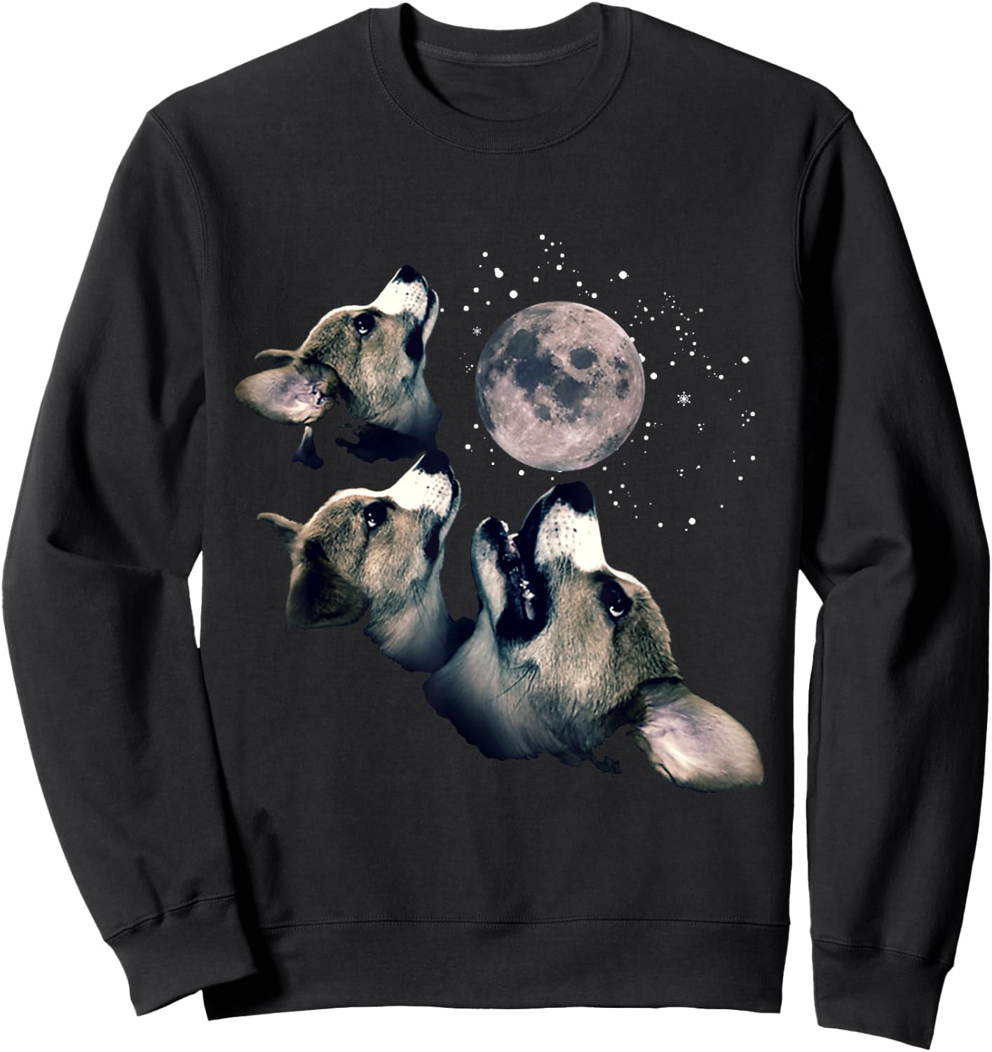 Funny Three Corgi Moon Wolf Parody Gift Lovers Sweatshirt - Sweatshirt | Black