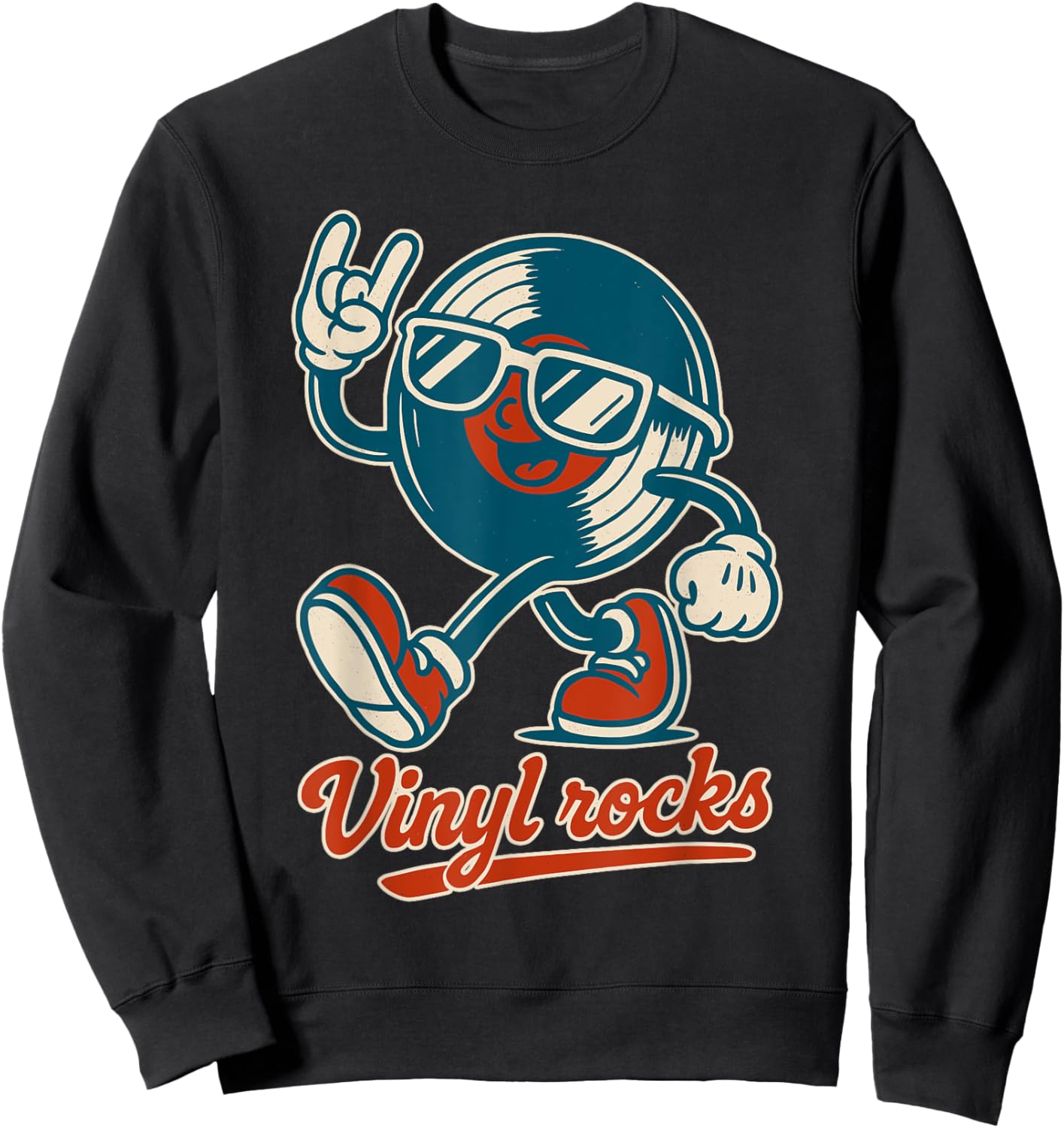 Retro Vinyl Rocks Men Women Kids Funny Vinyl Sweatshirt - Sweatshirt | Black