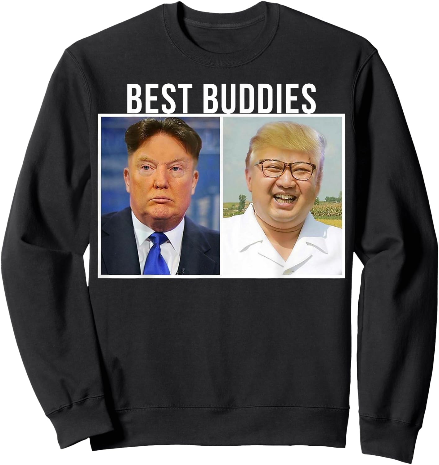 Best Buddies Face Swap Funny Donald Trump and Kim Jung Un Sweatshirt - Sweatshirt | Black