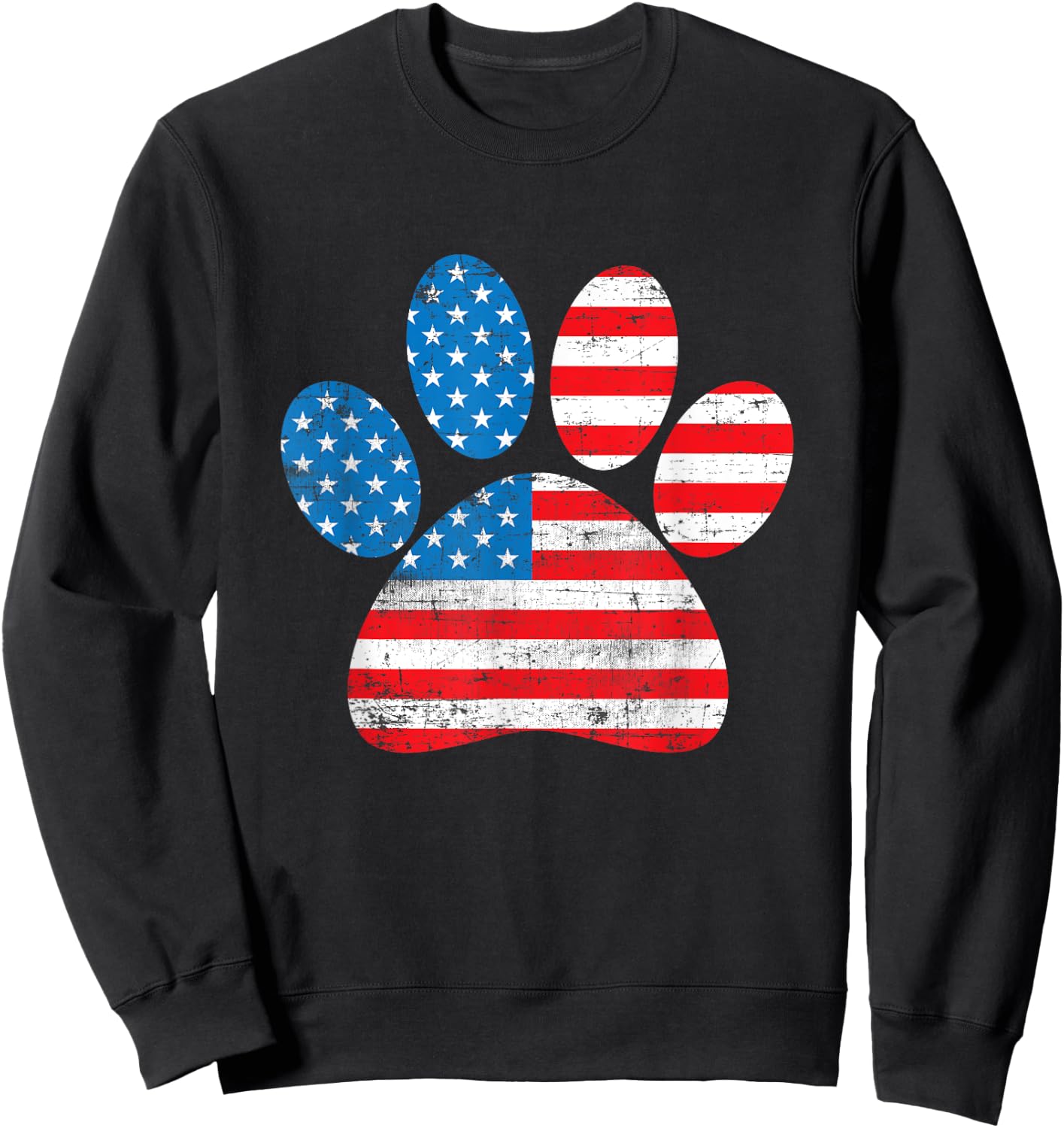 Dog America Flag Patriot day Paw Print Flag 4th of July Women Kids Men Sweatshirt - Sweatshirt | Black