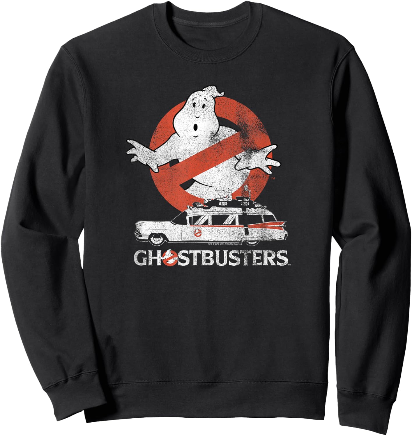 Ghostbusters No Ghost with Ectomobile Retro Movie Sweatshirt - Sweatshirt | Black