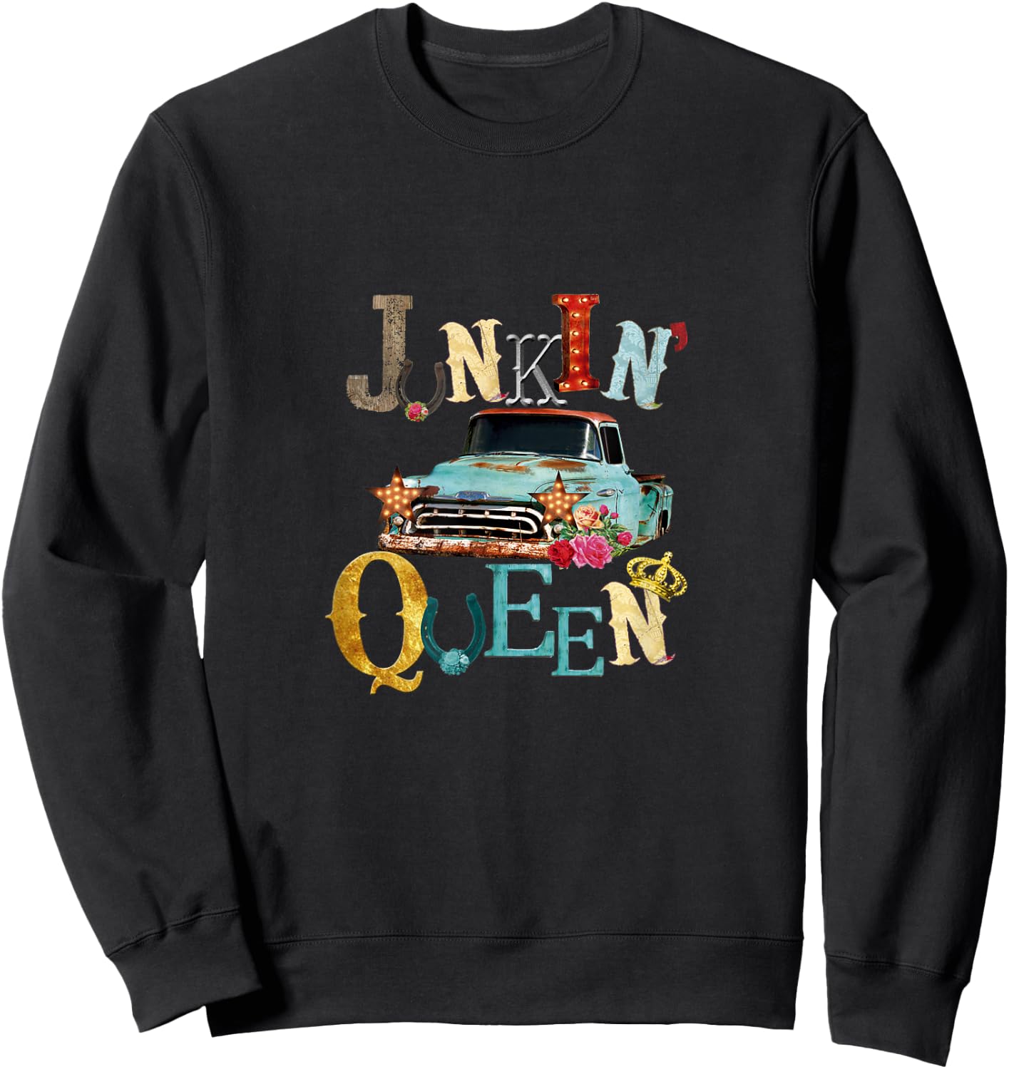 Junking Queen Thrift Queen Americana Truck Funky Junk Sweatshirt - Sweatshirt | Black