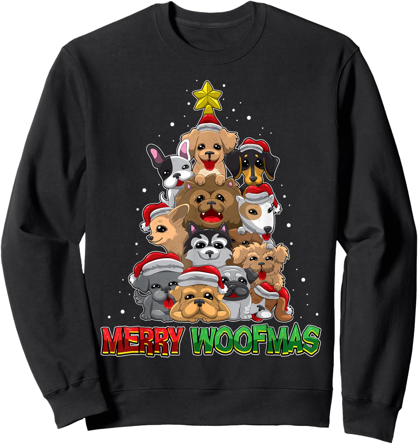 Merry Woofmas - Merry Christmas For Dog Lovers Sweatshirt - Sweatshirt | Black