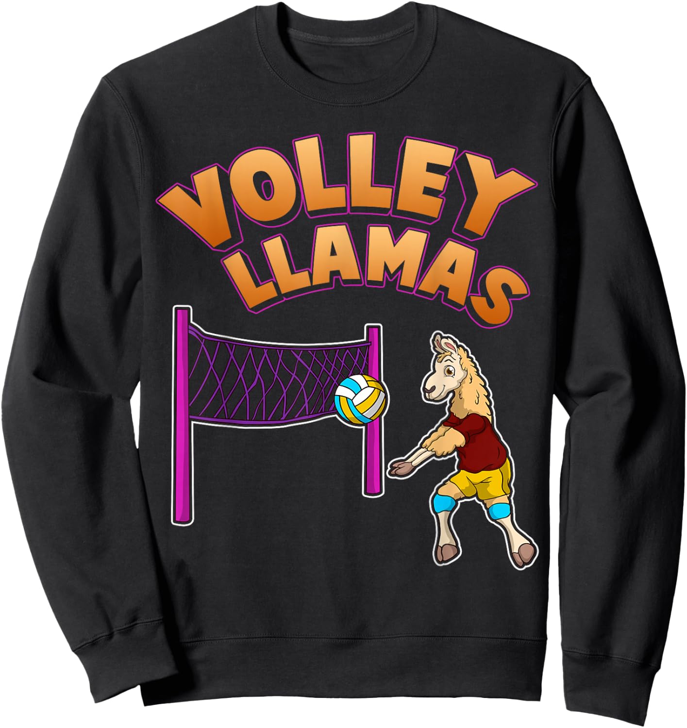 Volley Llama T Shirt Volleyball Sport Team Women Gift Sweatshirt - Sweatshirt | Black