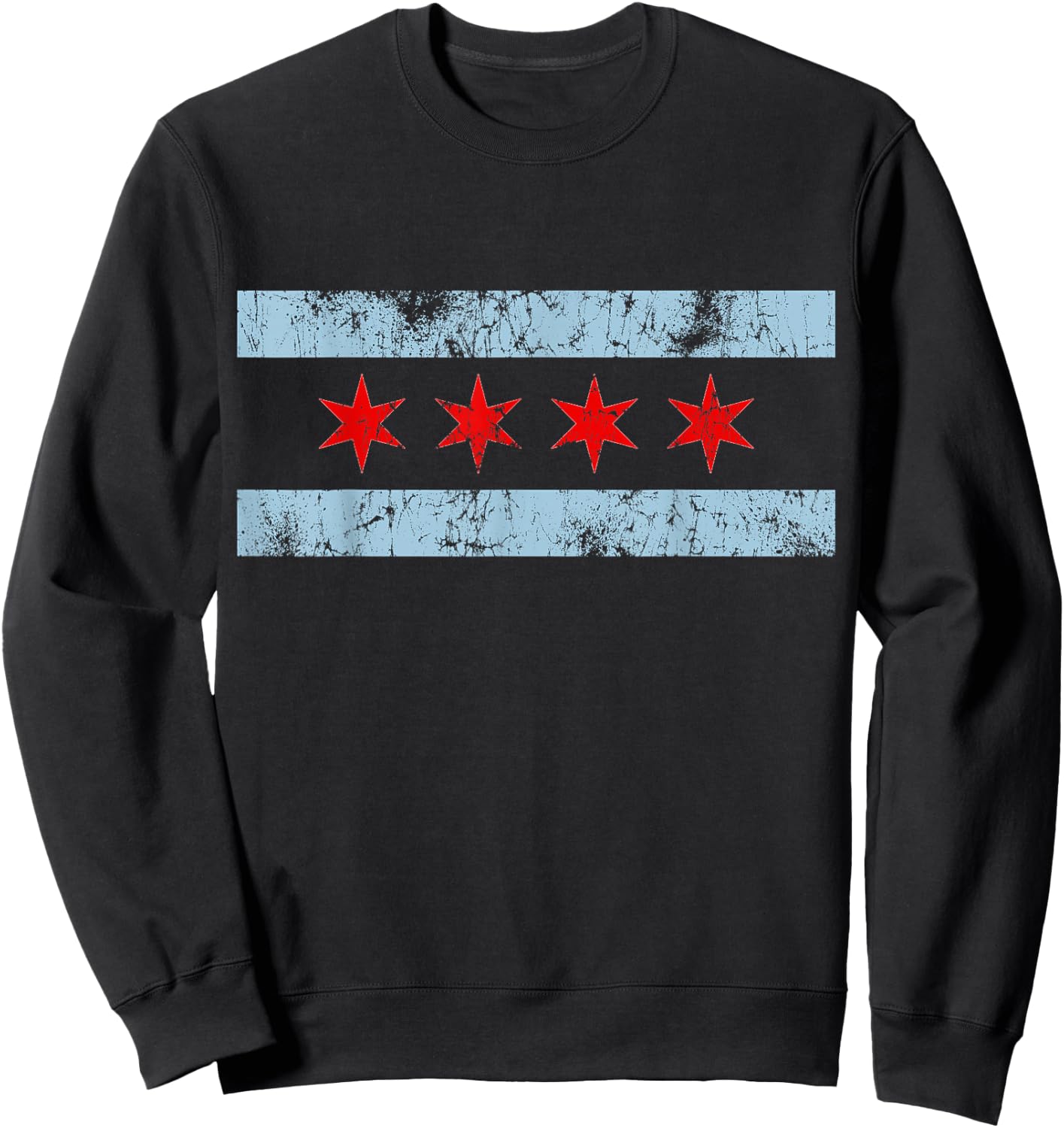 Vintage Flag of Chicago Sweatshirt - Sweatshirt | Black