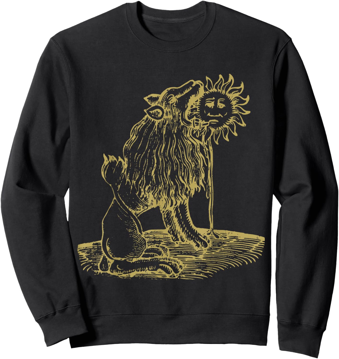 Lion Eating Sun Occult Medieval Emblem Sweatshirt - Sweatshirt | Black
