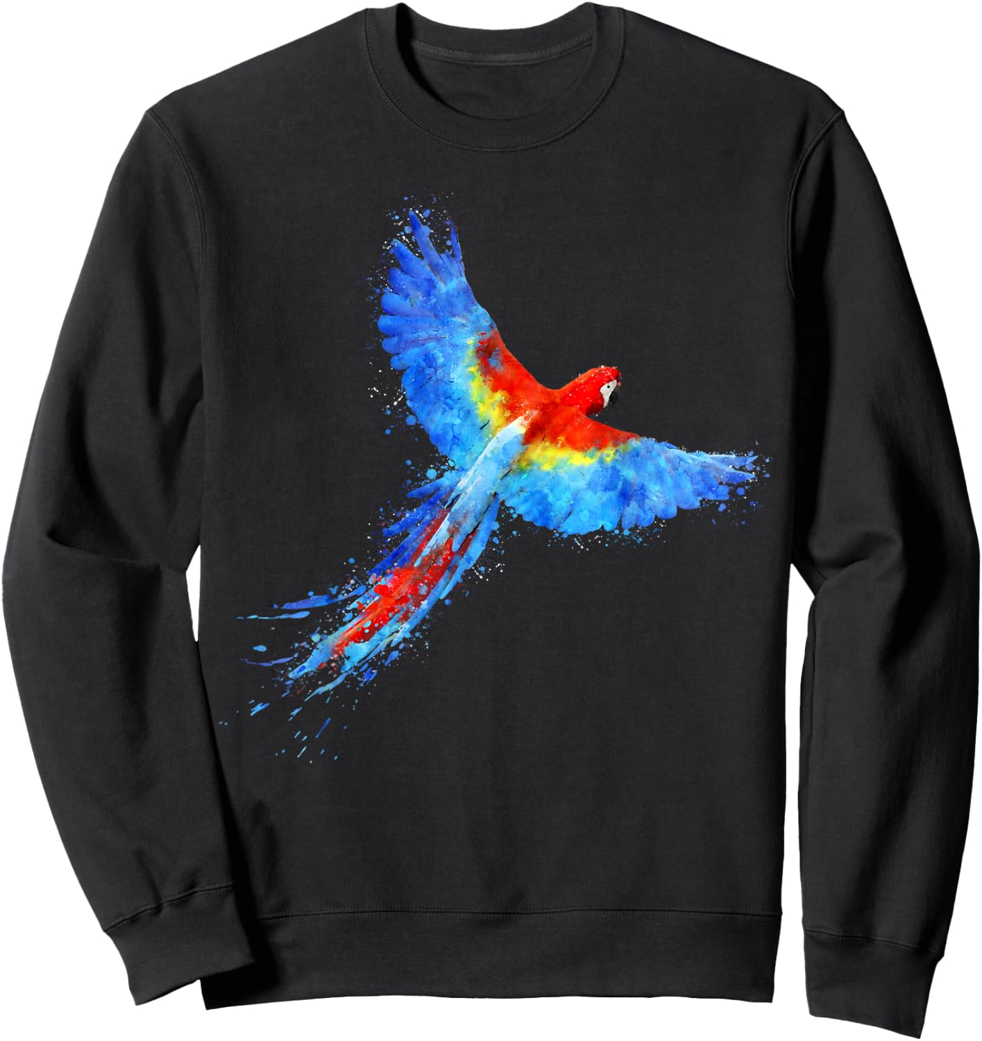 Watercolour colourful scarlet macaw parrot bird painting Sweatshirt - Sweatshirt | Black