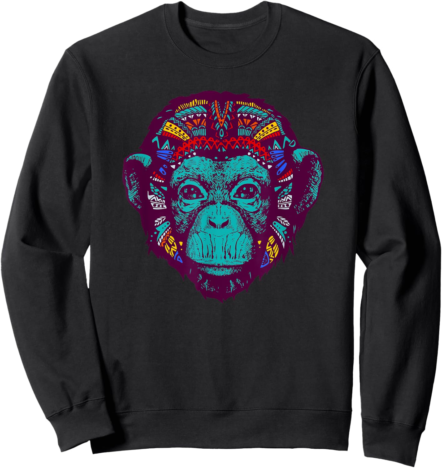 Bonobo Psychedelic - Quirky Shaman Rave Vibe Sweatshirt - Sweatshirt | Black