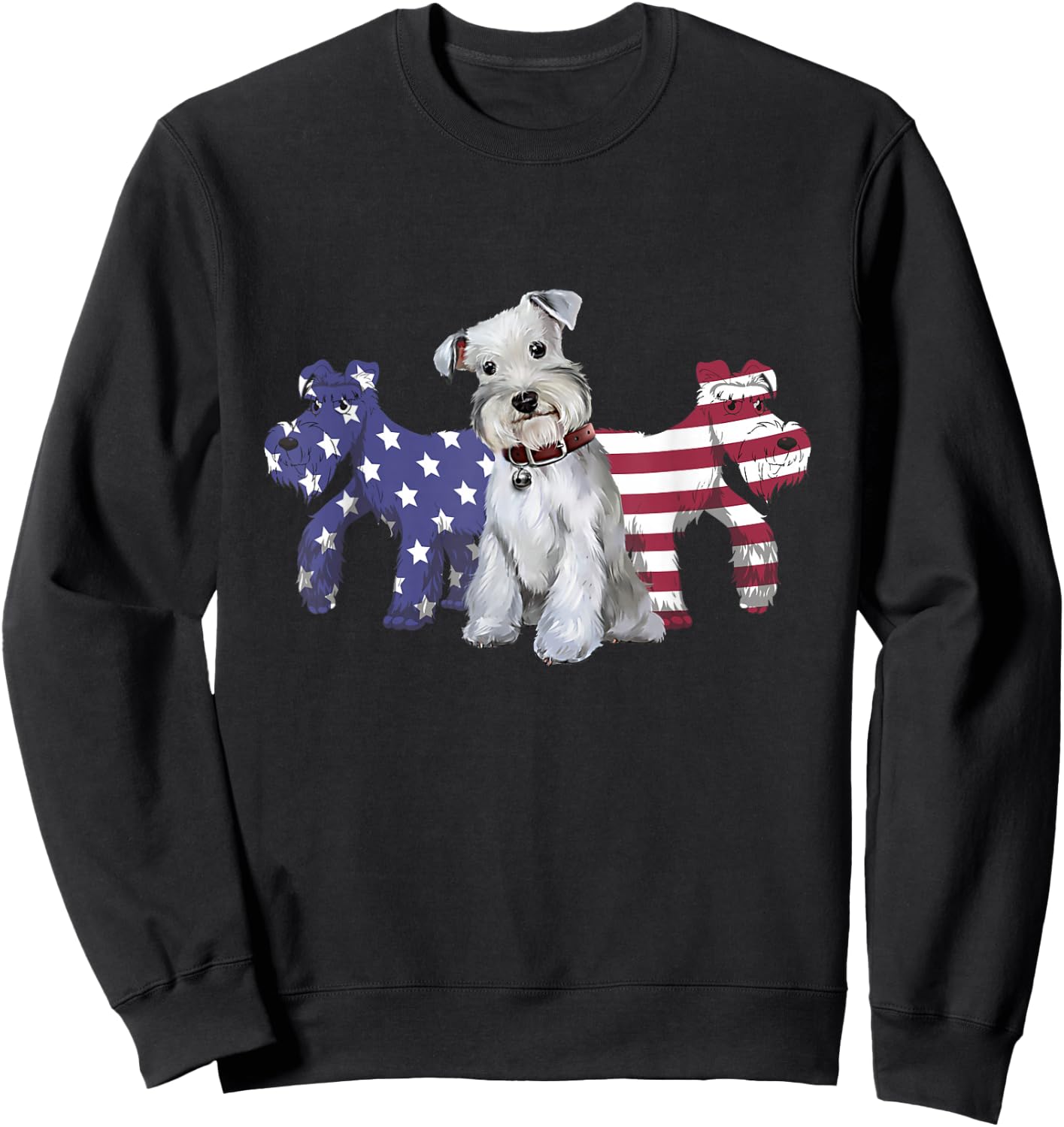 Unique Schnauzer Dog American Flag Puppy Lover Sweatshirt - Sweatshirt | Black