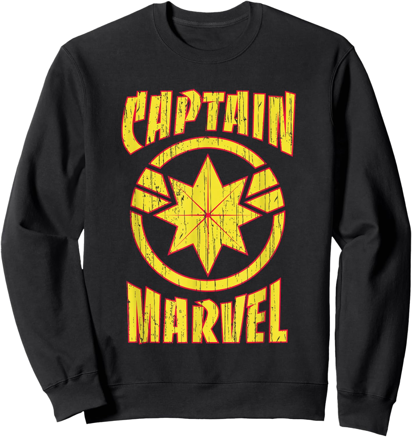 Marvel Captain Marvel Distressed 90s Logo Sweatshirt - Sweatshirt | Black