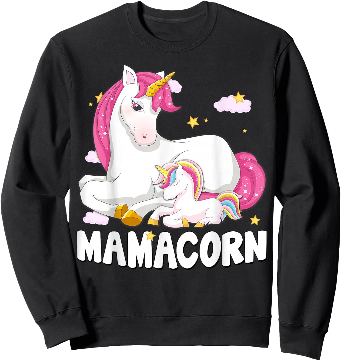 Mamacorn Shirt Unicorn New Mom Baby Mommy Mother Gift Sweatshirt - Sweatshirt | Black