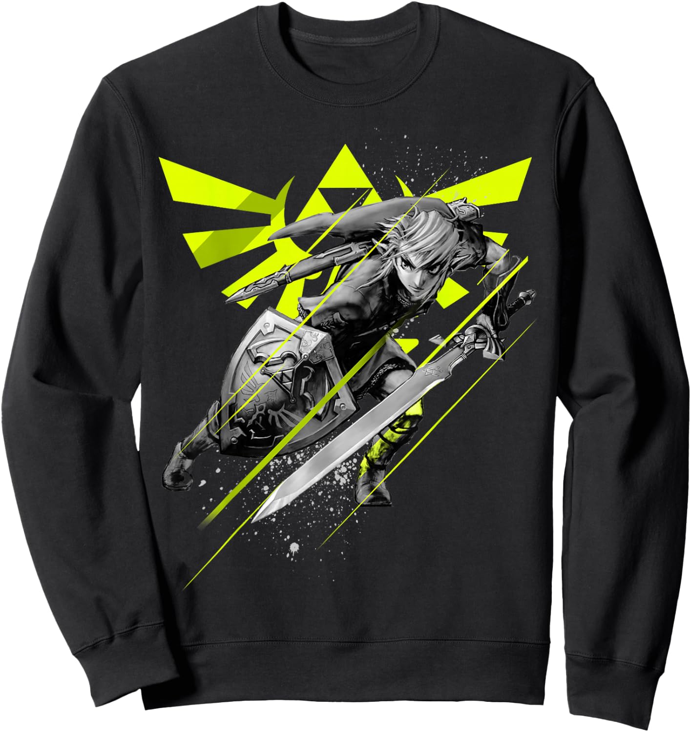 Legend of Zelda Link Neon Green Crest Small Sweatshirt - Sweatshirt | Black