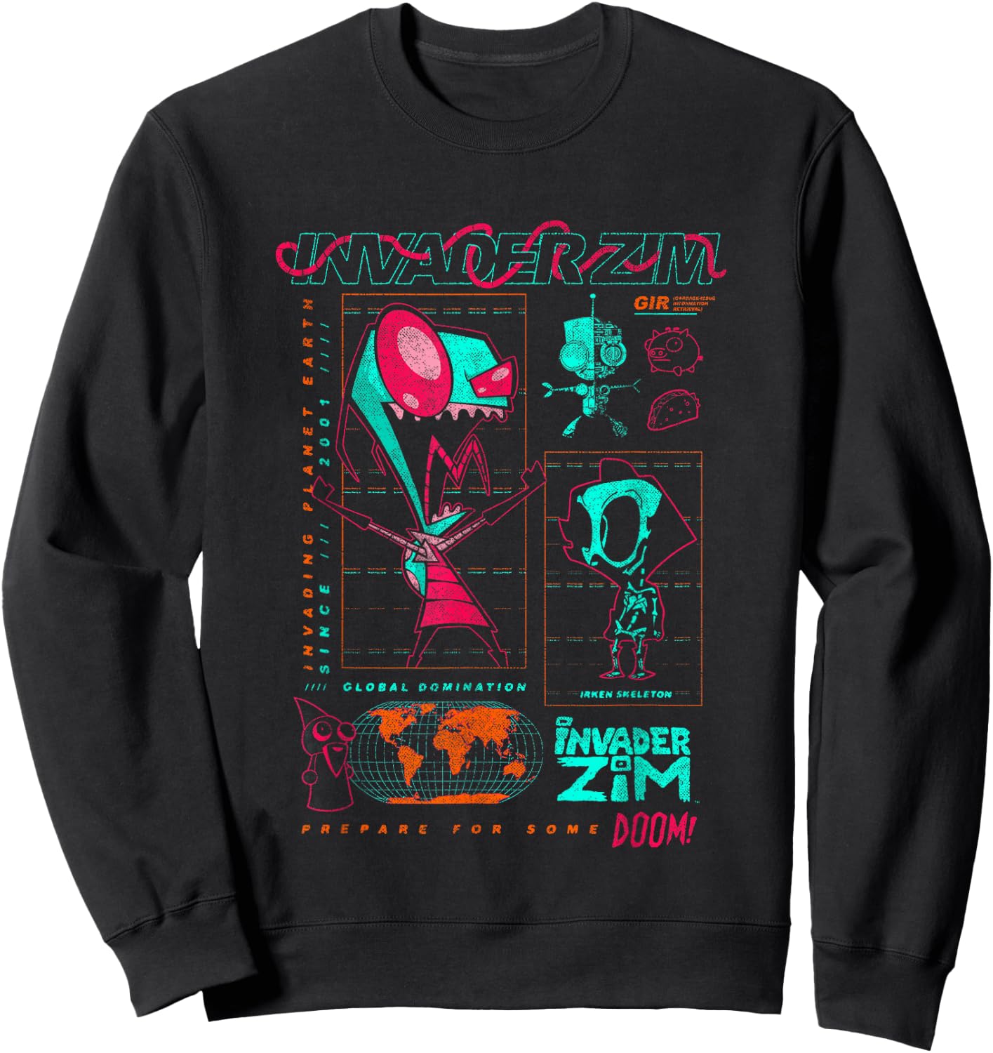 Invader Zim World Domination Grand Schematics Sweatshirt - Sweatshirt | Black