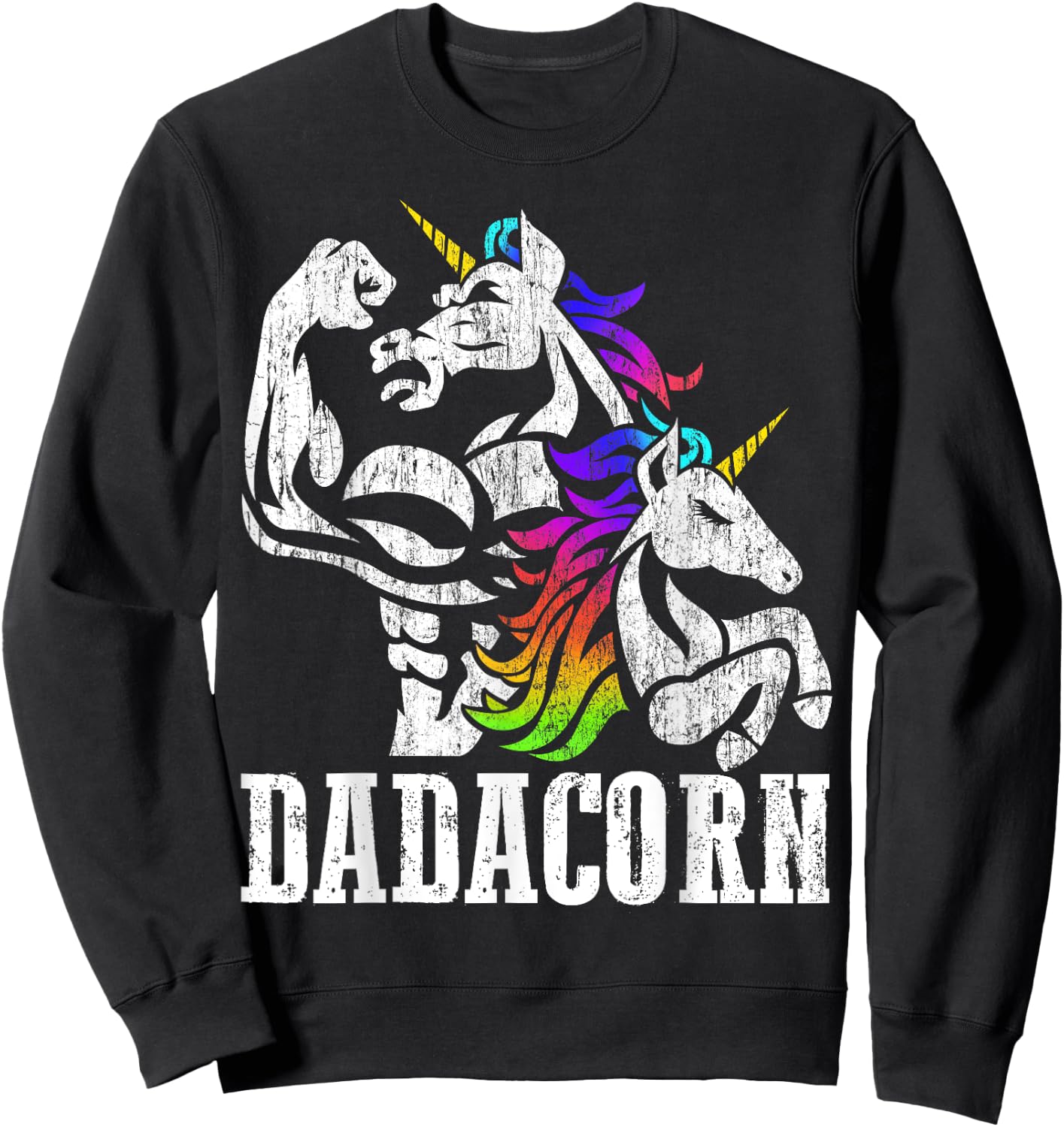 Dadacorn Fathers Day Gift Dad of Unicorn Daughter Sweatshirt - Sweatshirt | Black