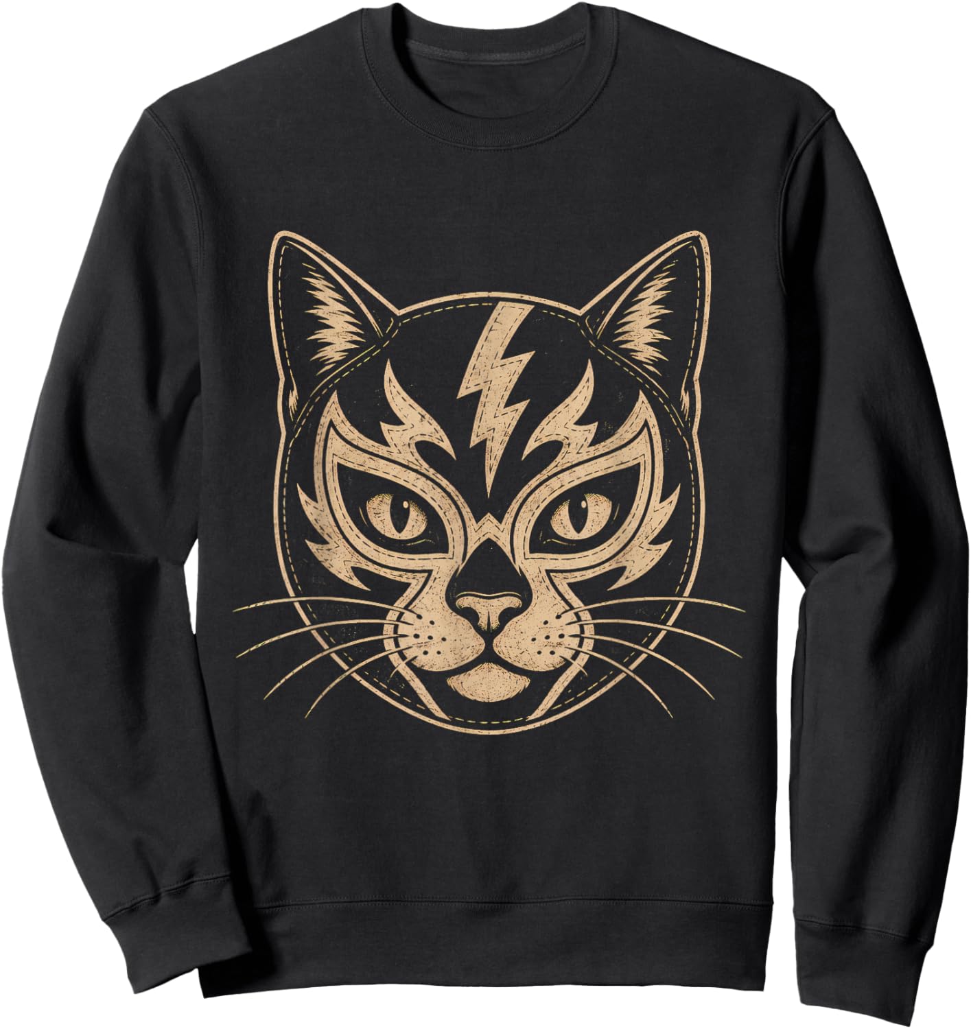 Lucha Libre Cat Mexican Wrestling Mask El Gato Luchador Sweatshirt - Sweatshirt | Black
