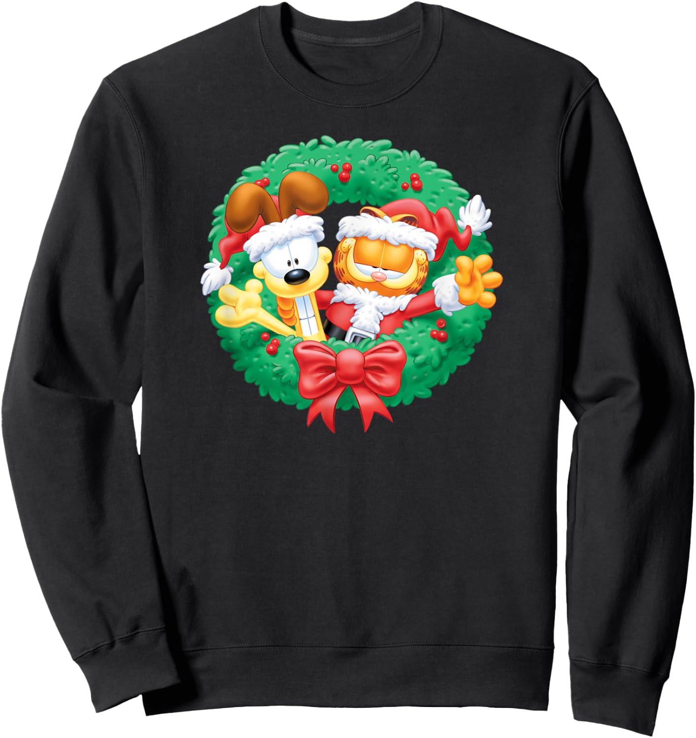Garfield Christmas Wreath Sweatshirt - Sweatshirt | Black