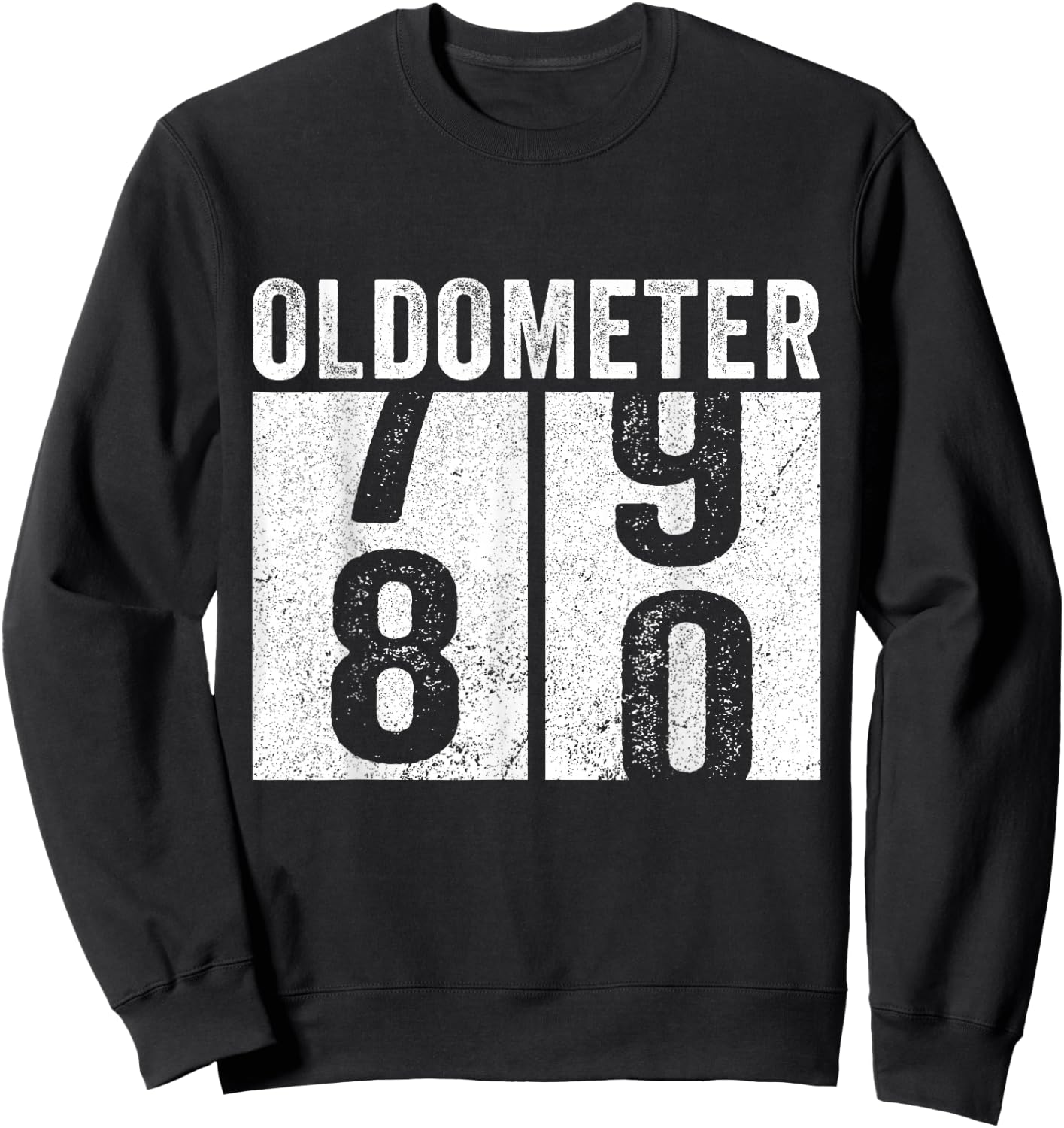 Retro 80th Birthday Oldometer 79-80 Vintage 80 Years Old Sweatshirt - Sweatshirt | Black