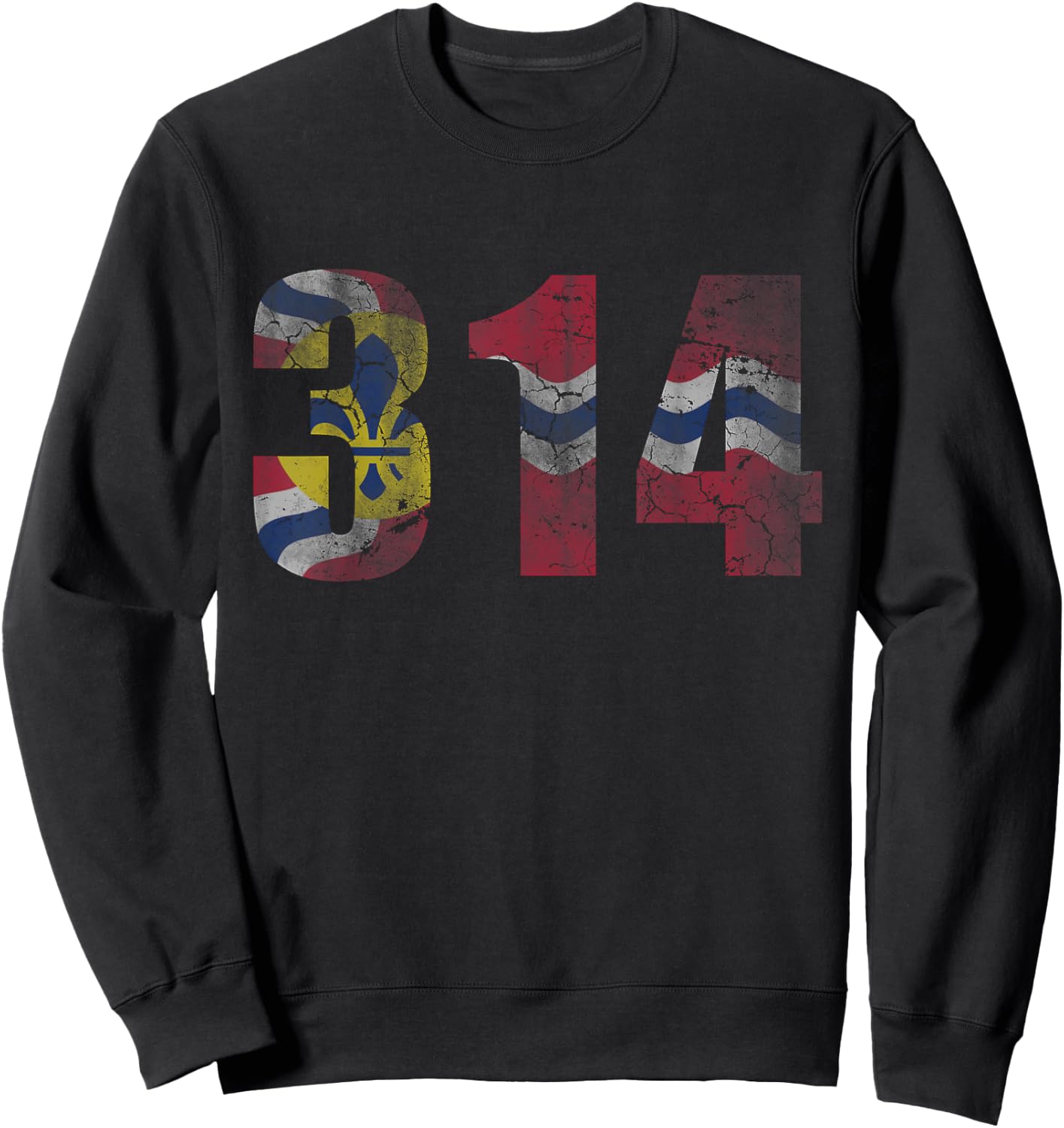 St Louis Flag Missouri 314 Vintage Distressed Fade Sweatshirt - Sweatshirt | Black