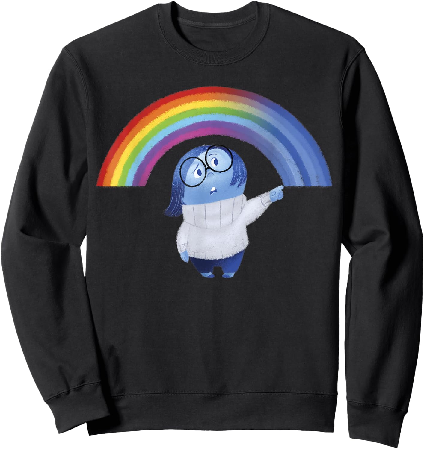 Disney Pixar Inside Out Sadness Rainbow Blue Gradient Logo Sweatshirt - Sweatshirt | Black
