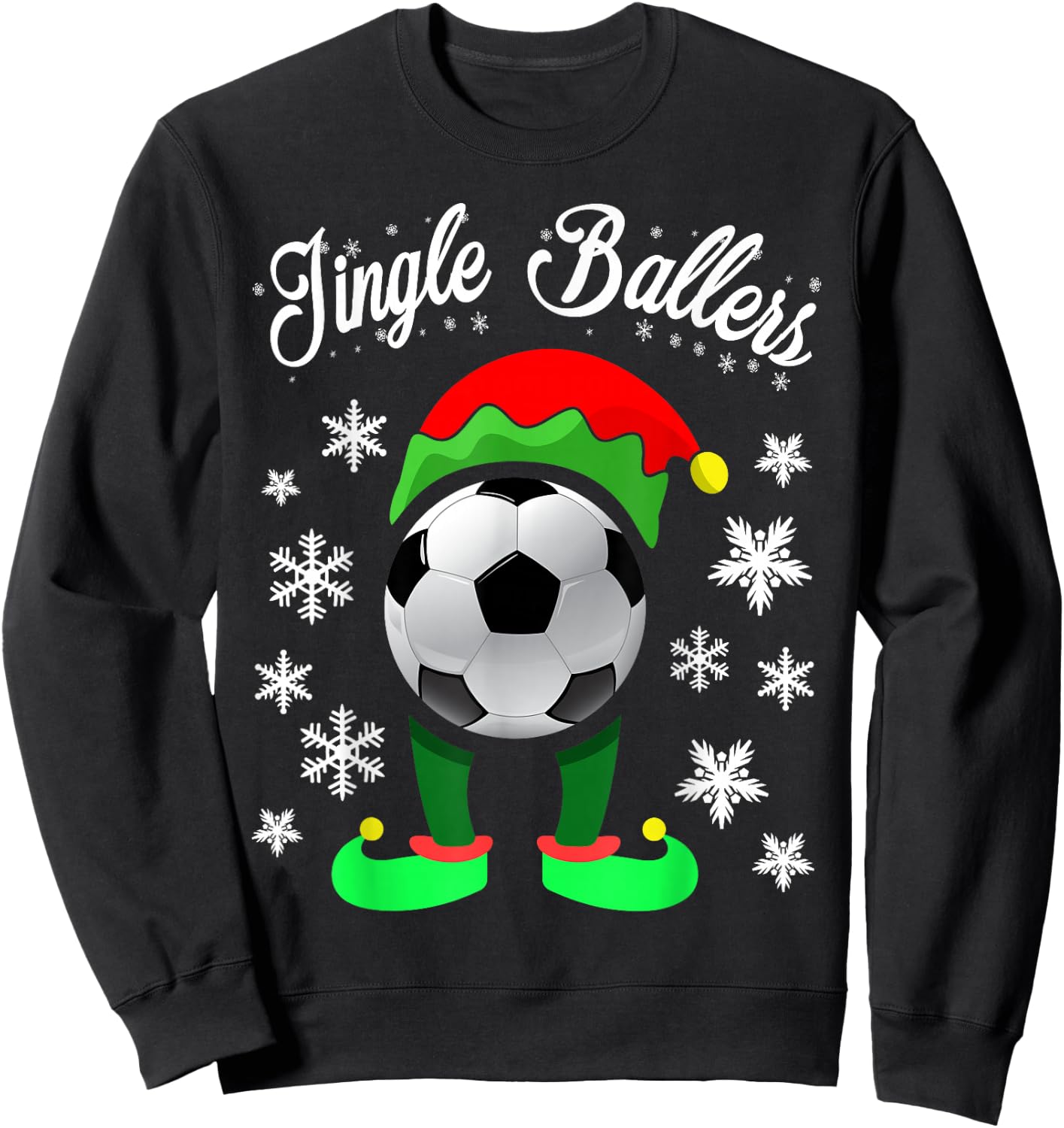 Jingle Ballers Christmas Soccer Football Elf Sweatshirt - Sweatshirt | Black