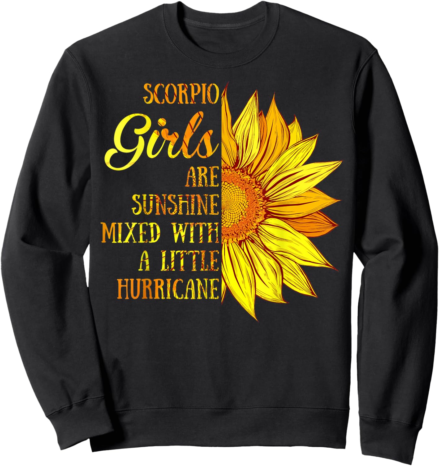 Scorpio Girls Sunshine Mixed Hurricane Sunflower Sweatshirt - Sweatshirt | Black
