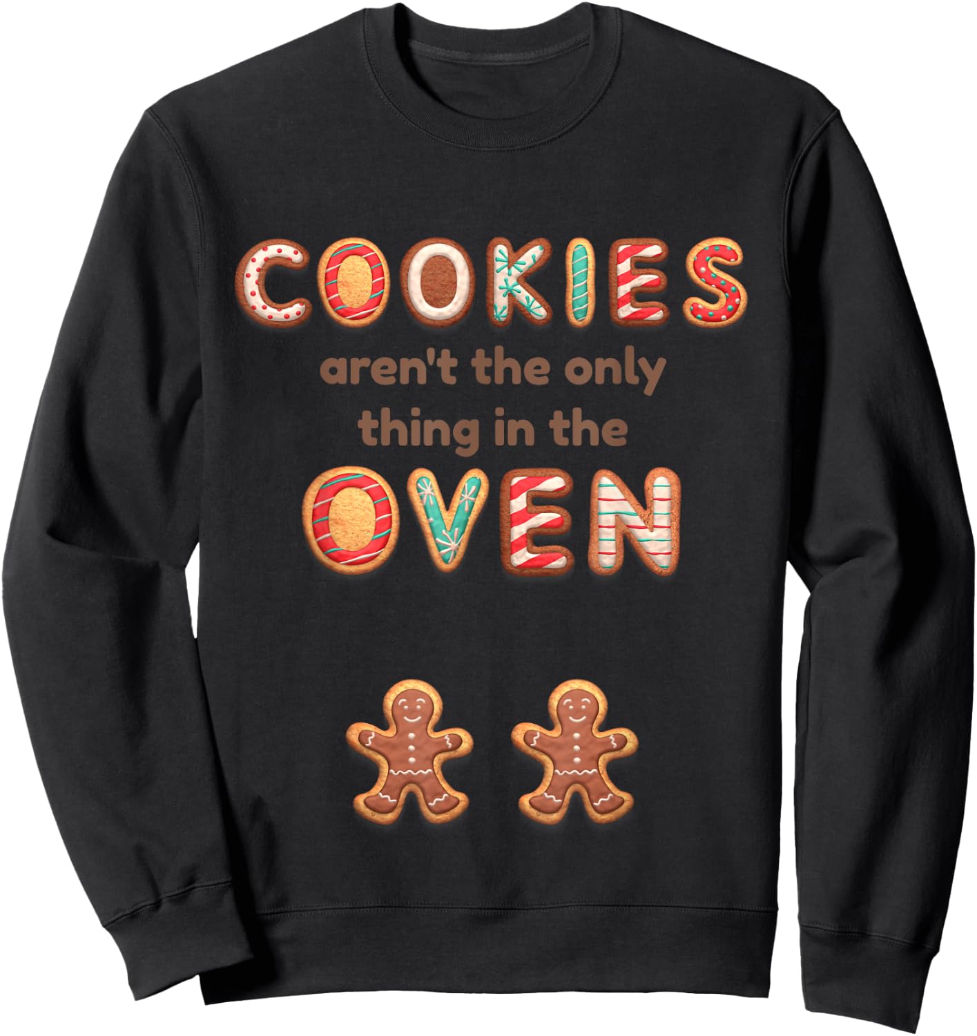 Twin Pregnancy Christmas Announcement Baking Cookies Sweatshirt - Sweatshirt | Black