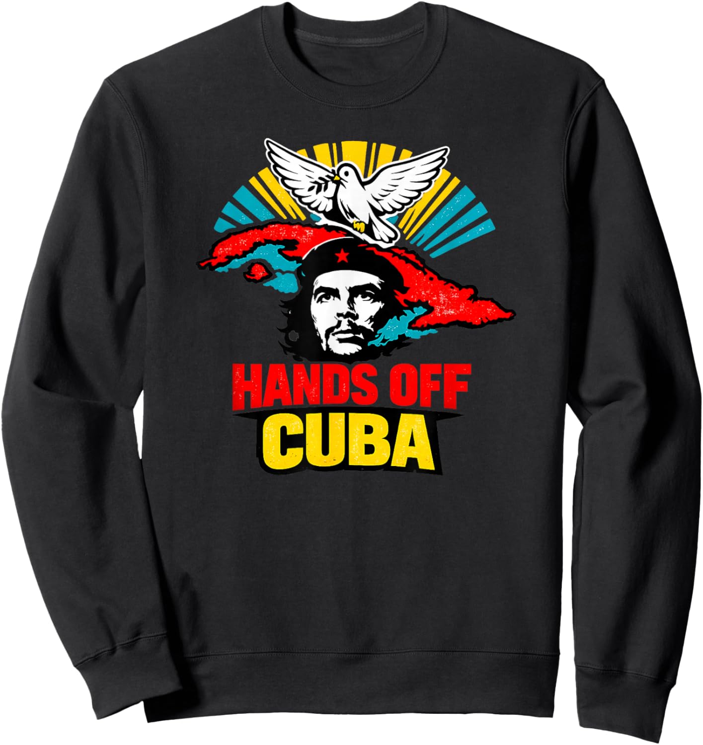 “Hands Off Cuba”, Vintage Anti-War Sweatshirt - Sweatshirt | Black