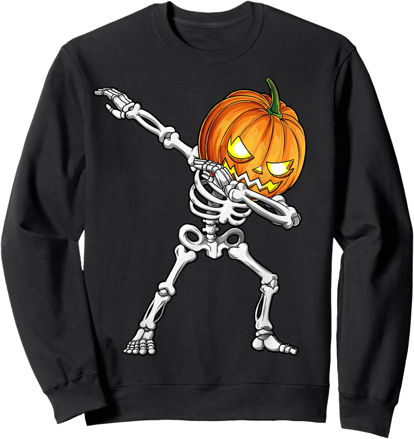 Halloween Boys Dabbing Skeleton Scary Pumpkin Jack O Lantern Sweatshirt - Sweatshirt | Black