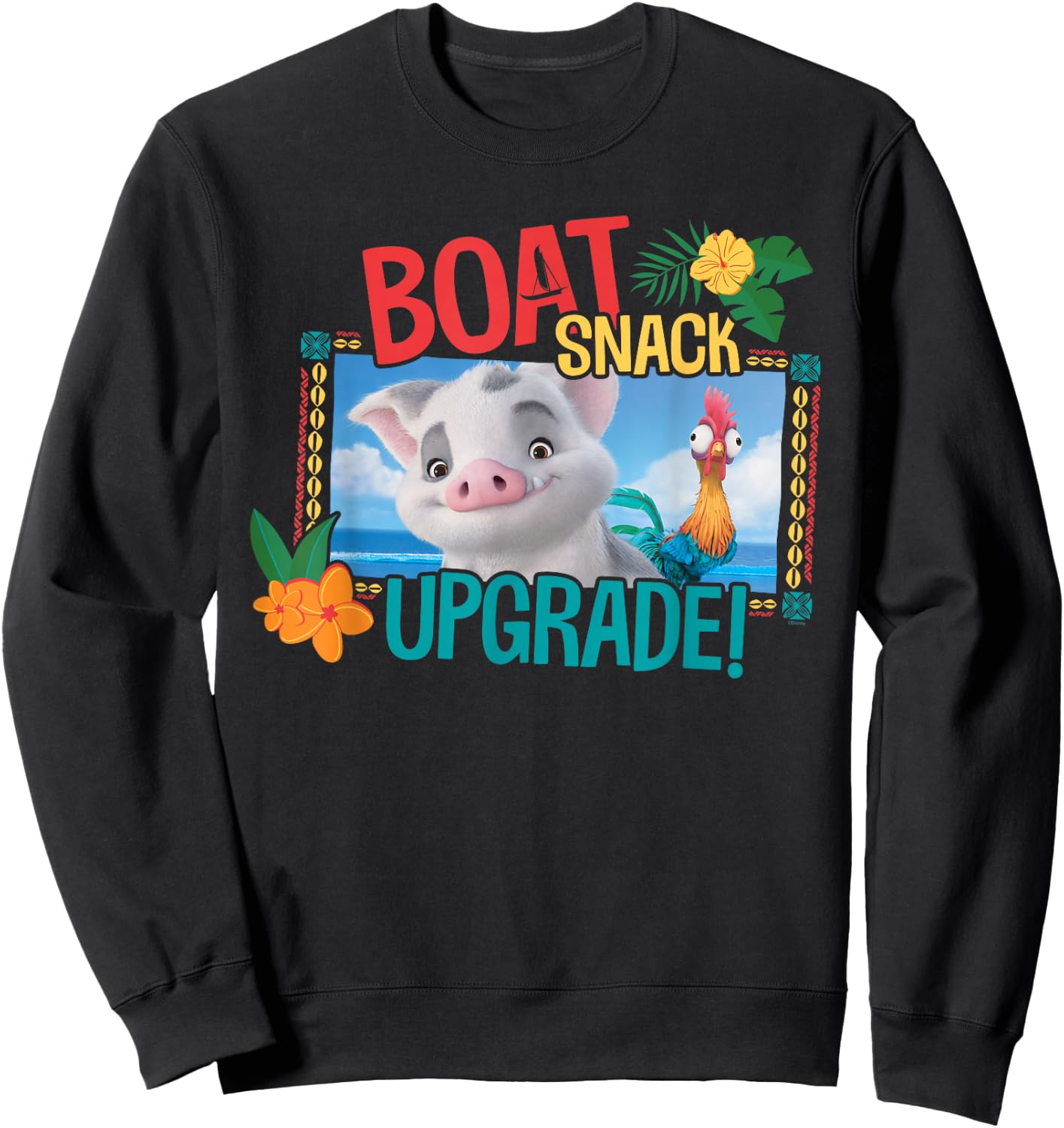 Disney Moana 2 Pua and Heihei Boat Snack Upgrade Funny Sweatshirt - Sweatshirt | Black