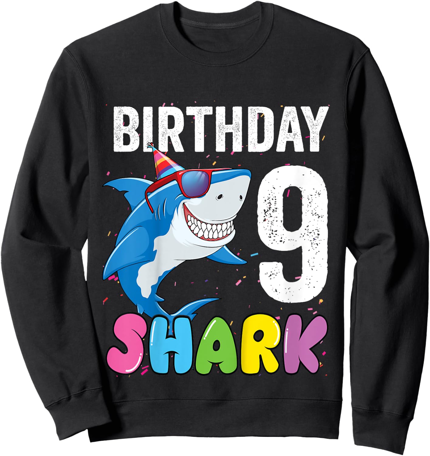 Kids 9th Birthday Shirt Shark JawSome Nine Year Old 9th Birthday Sweatshirt - Sweatshirt | Black