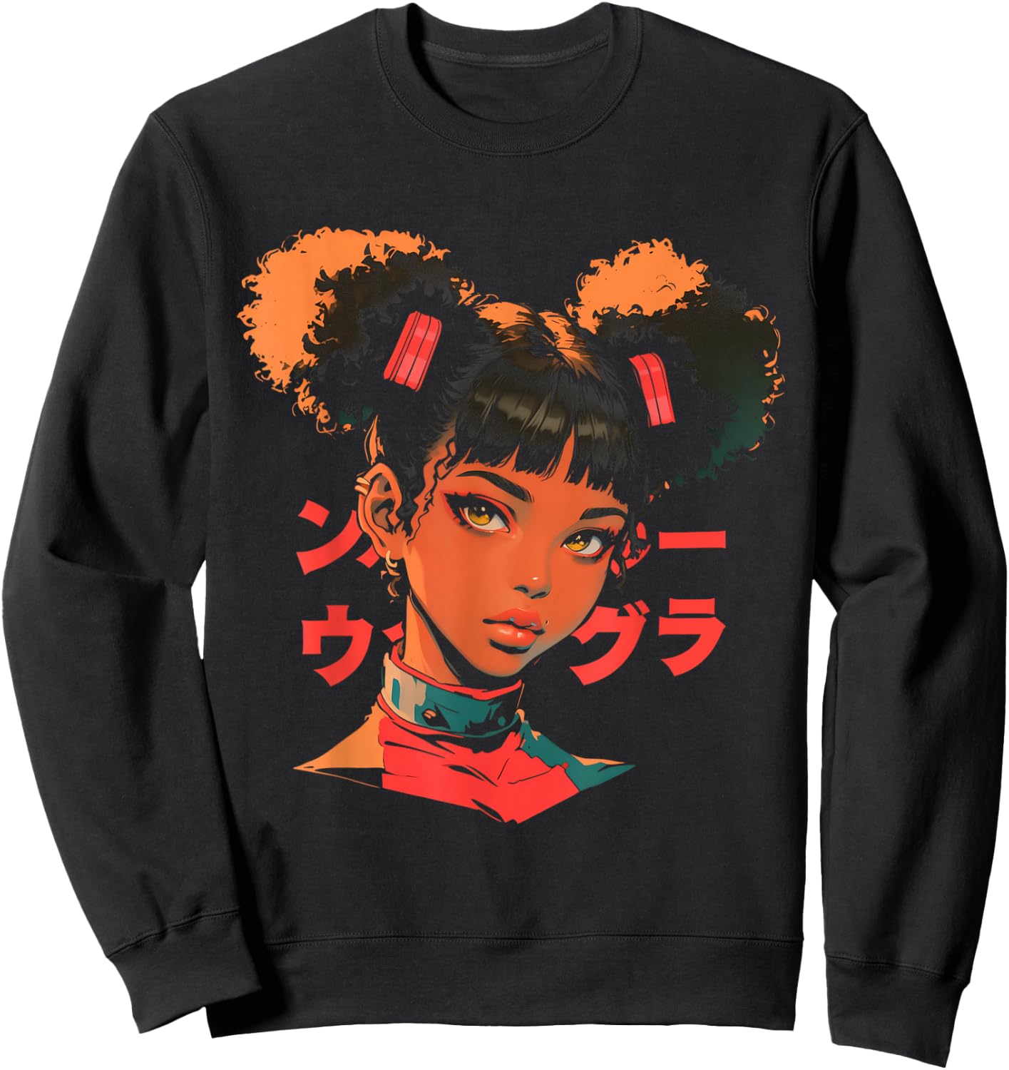 Harajuku Cyberpunk Black Girl Anime Manga Waifu Japanese Sweatshirt - Sweatshirt | Black