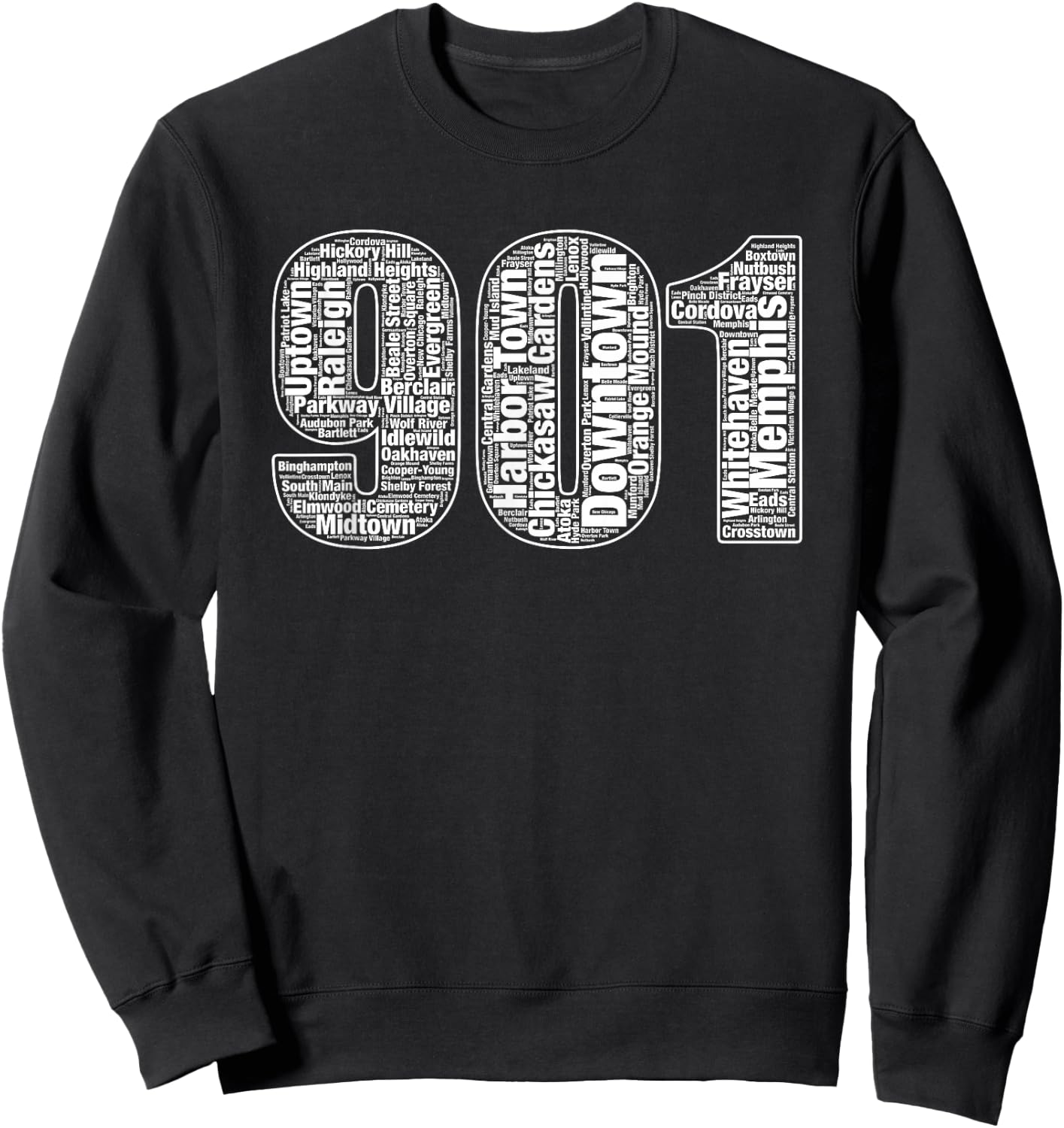 901 Memphis Typography Word Art Small Sweatshirt - Sweatshirt | Black