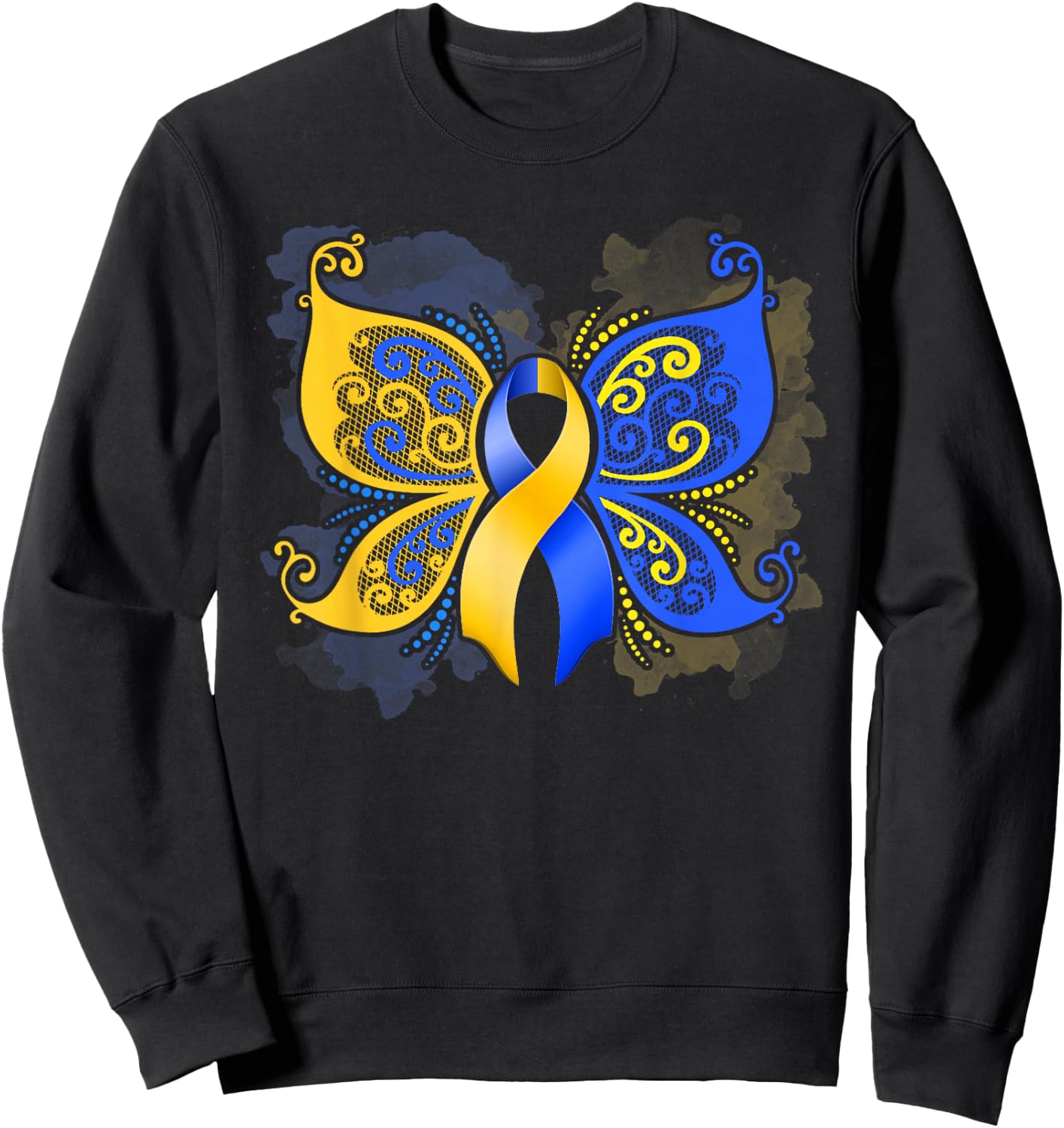 Down Syndrome Awareness Butterfly Gift Sweatshirt - Sweatshirt | Black