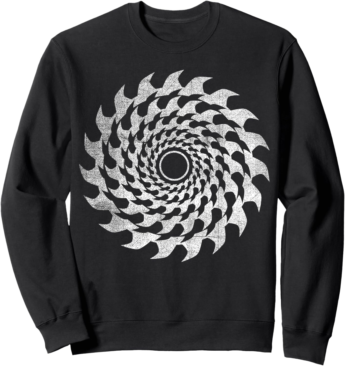 Shark Tooth Circular Saw Blade Illusion Sweatshirt - Sweatshirt | Black