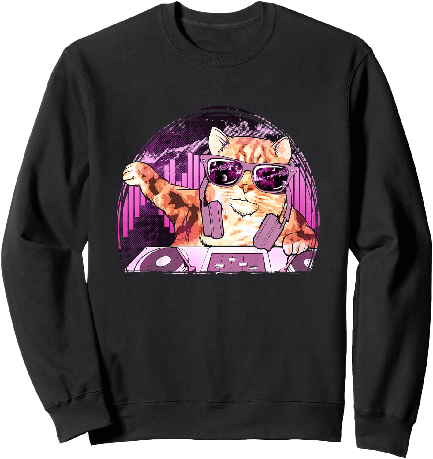 Cat Shirt - Cool Kitty Cat DJ Space Music Kids Sweatshirt - Sweatshirt | Black
