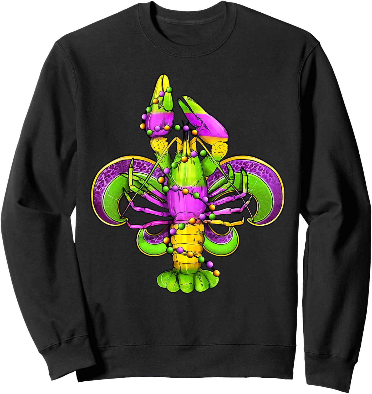 Mardi Gras Fleur De Lis Crawfish Leopard Costume Sweatshirt - Sweatshirt | Black