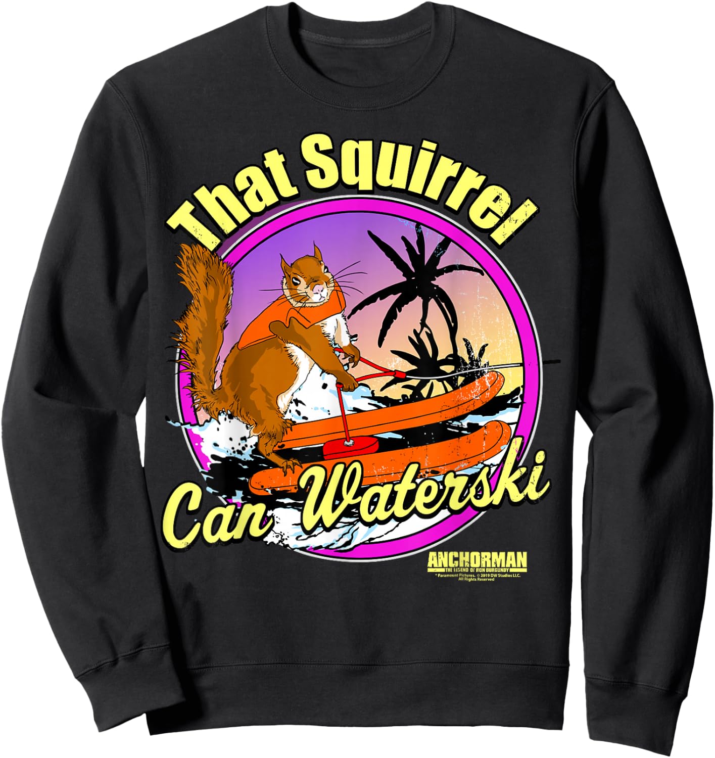 Anchorman That Squirrel Can Waterski Purple Circle Sweatshirt - Sweatshirt | Black